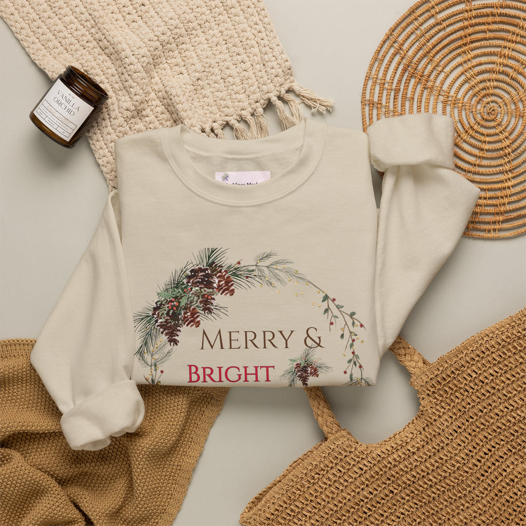 Merry & Bright & Blessed | Women's Christmas Crewneck Sweatshirt