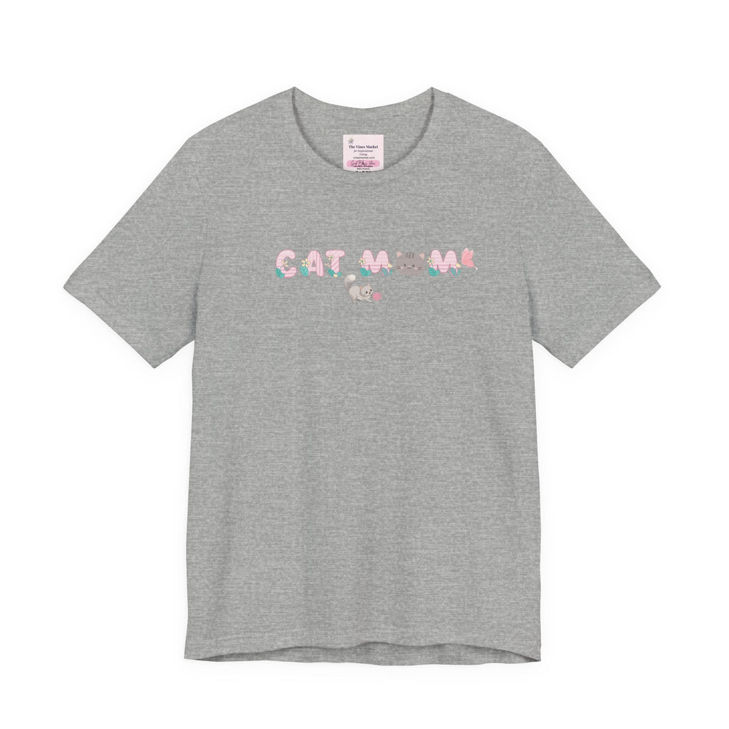Cat Mom | Cute Kitten Heart T-Shirt – Cat Lover Gift – Plus Size Friendly Adult Female Mother's Day Gift