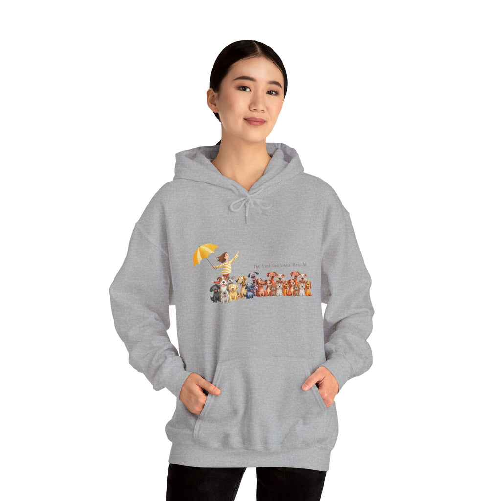 “The Lord God Loves Them All” Women's Hoodie –  Faith-Inspired Animal Lover Sweatshirt