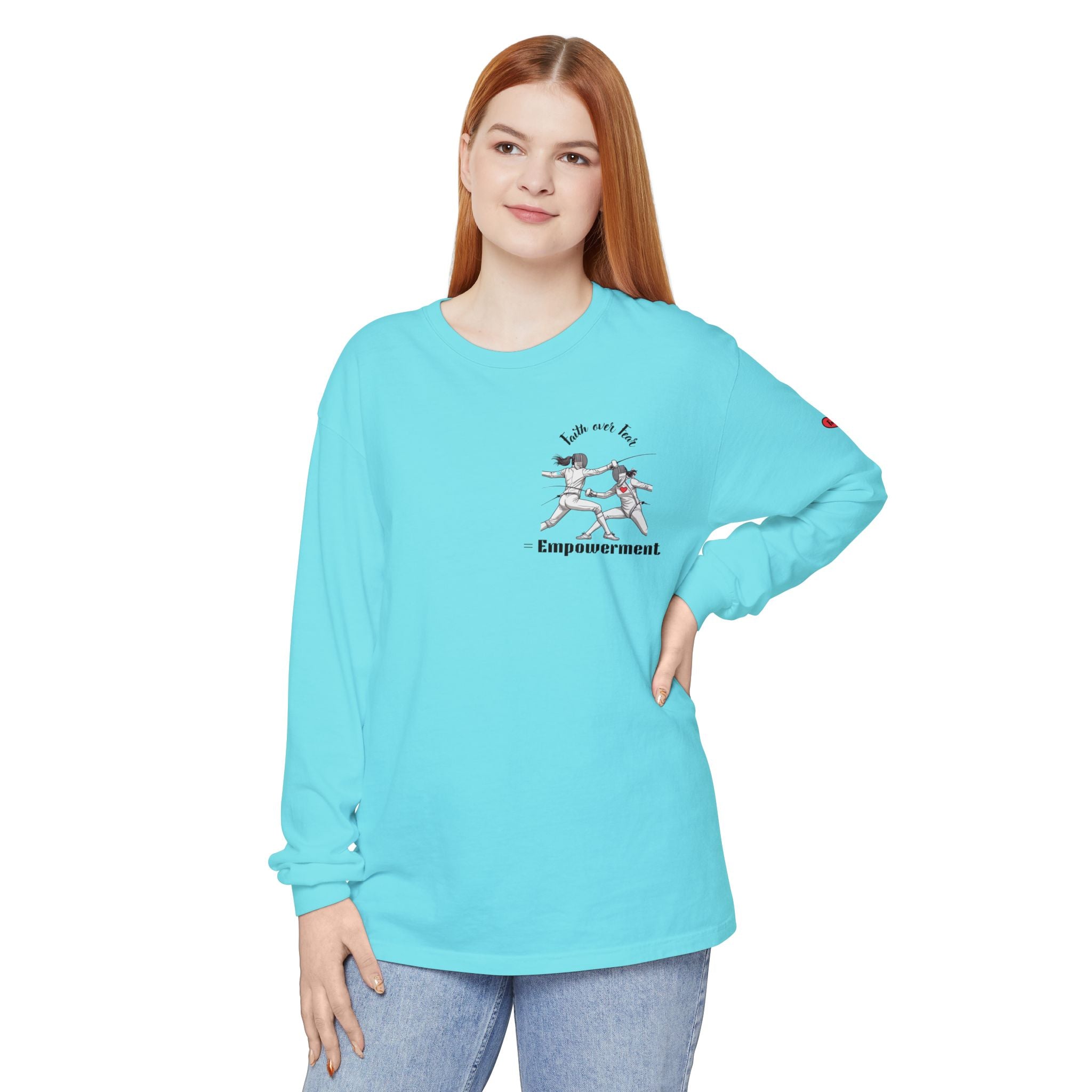 Faith Over Fear – Empowerment Long Sleeve Fencing Tee for Women & Girls