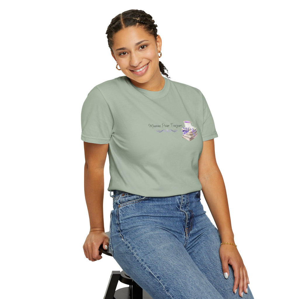 Maman Pour Toujours | French Mom Forever Books & Coffee T-Shirt – Adult Female Mother's Day Gift