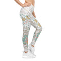 Female Adult Retro Floral Leggings:  Peace Begins With You