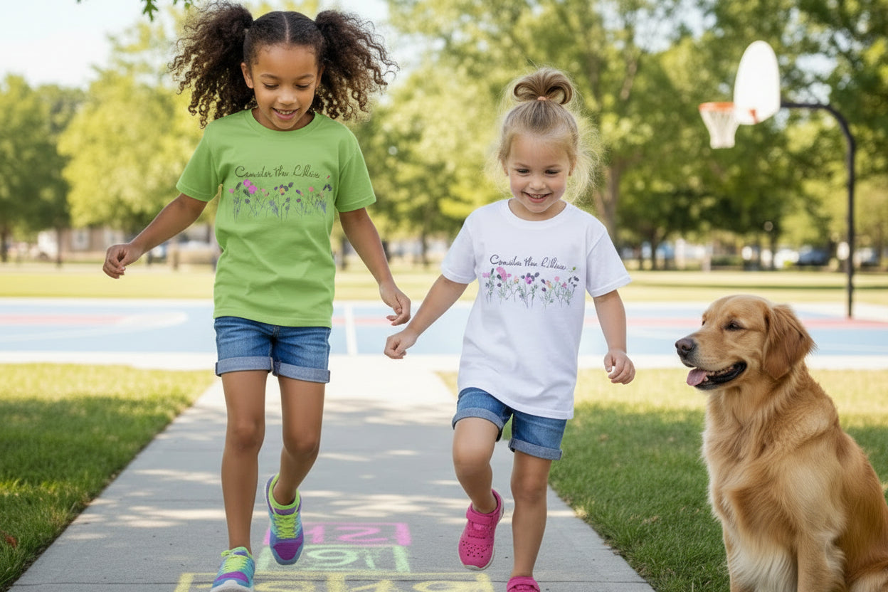 Consider the Lilies Girls' Tee – Love & Grace in Bloom  Kids Cotton™ Tee