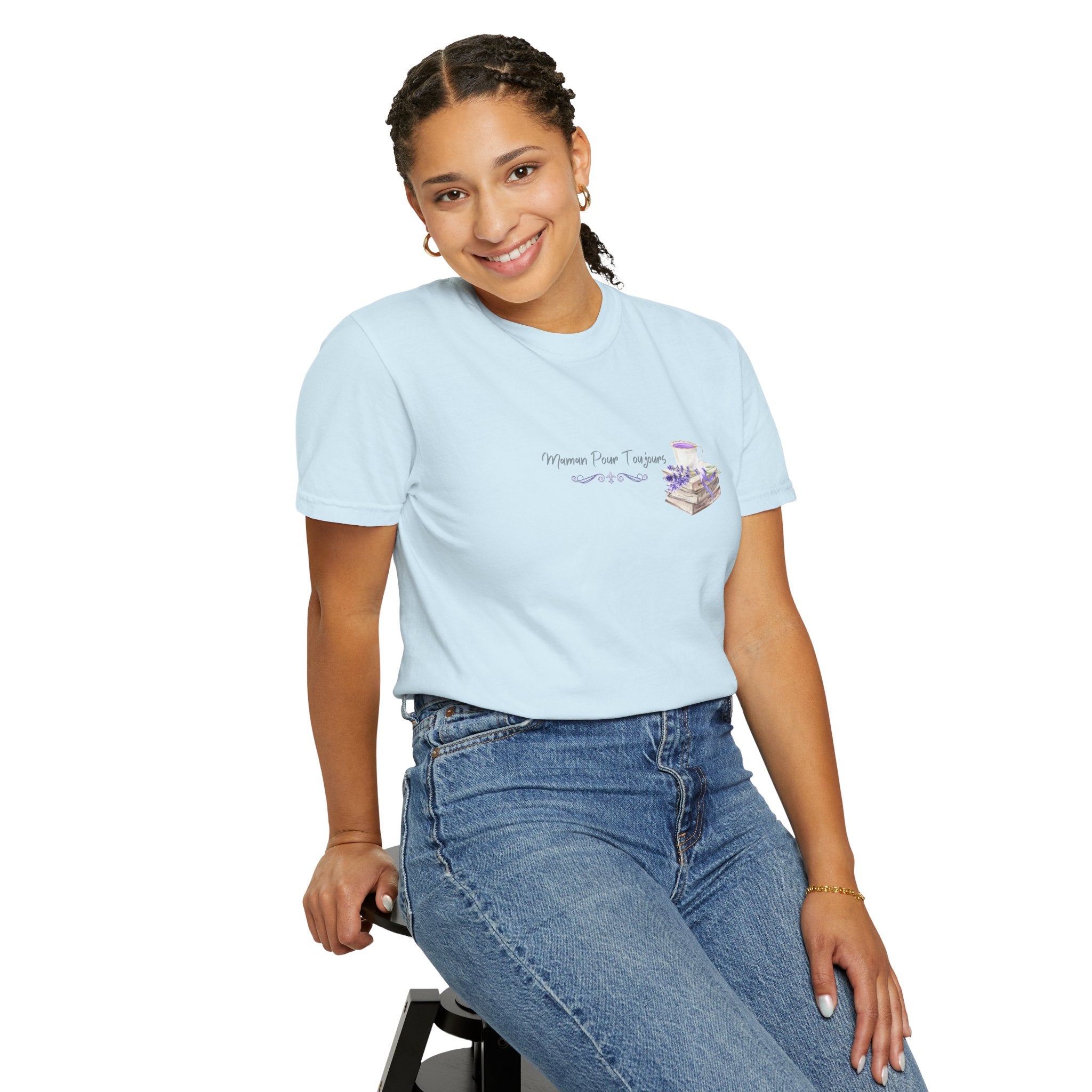 Maman Pour Toujours | French Mom Forever Books & Coffee T-Shirt – Adult Female Mother's Day Gift