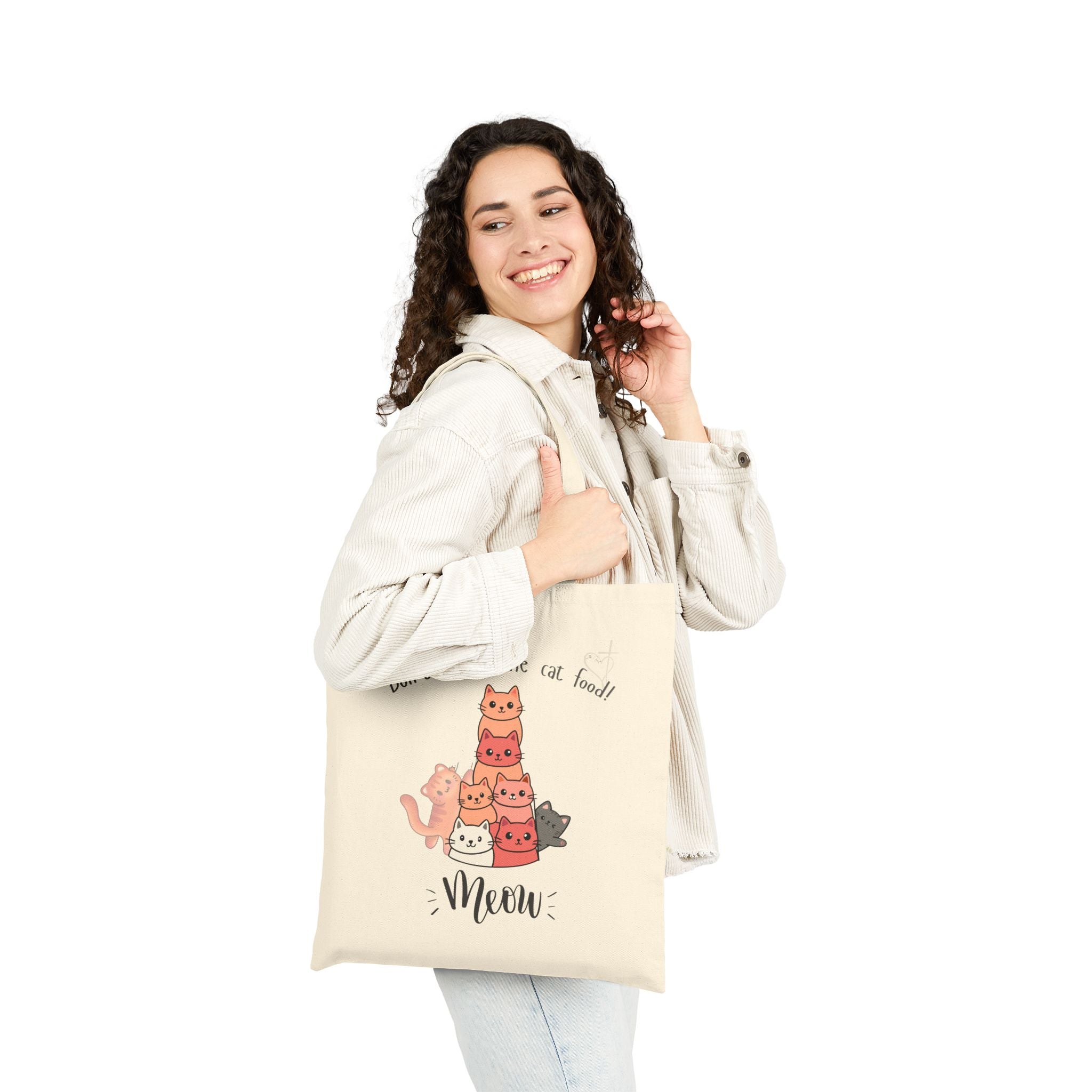Meow! Cat Tote for Groceries,  Books, Whatever.. Cross on the back.