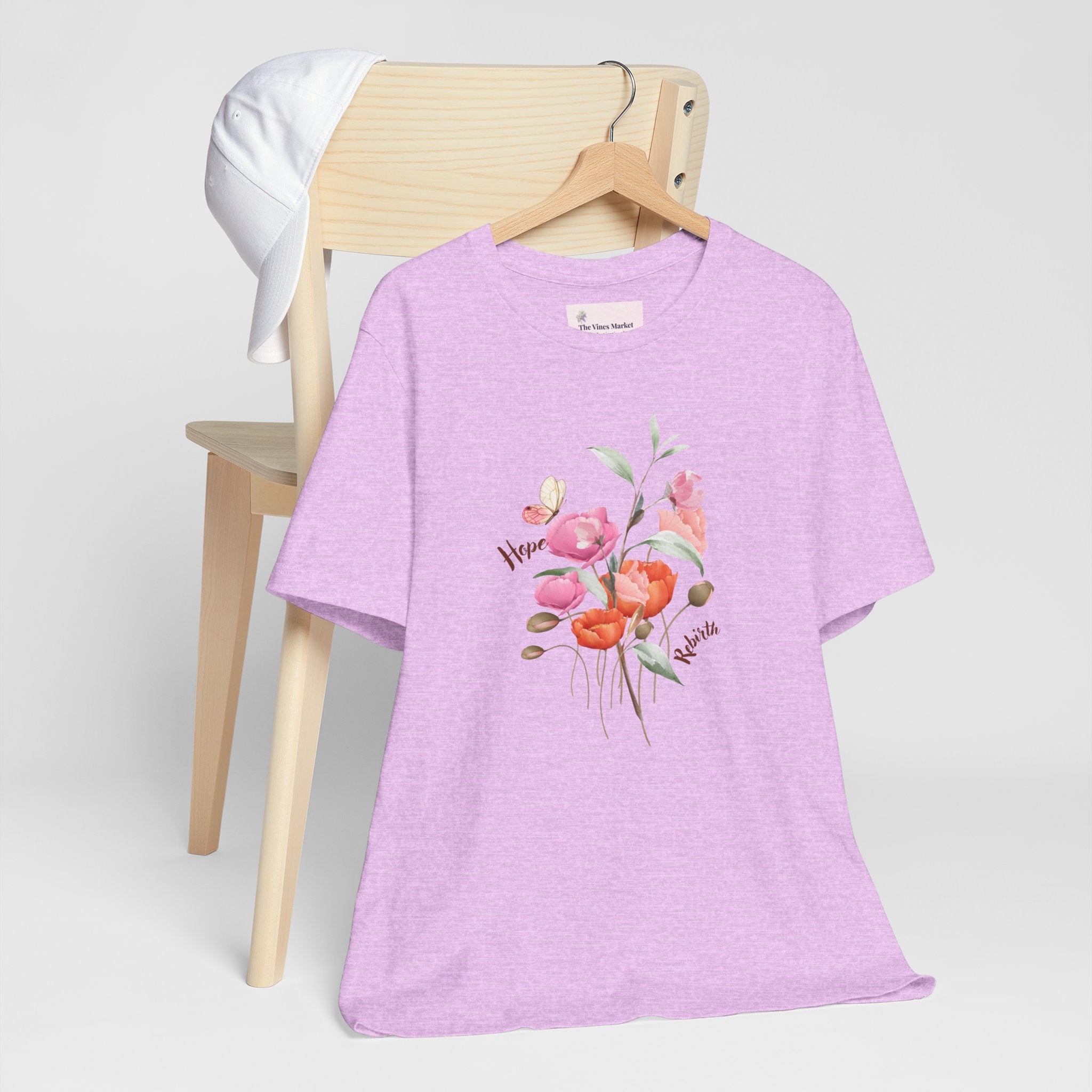 Relaxed Adult Female Comfort Tee: Hope & Rebirth Floral Tee – Easter Collection