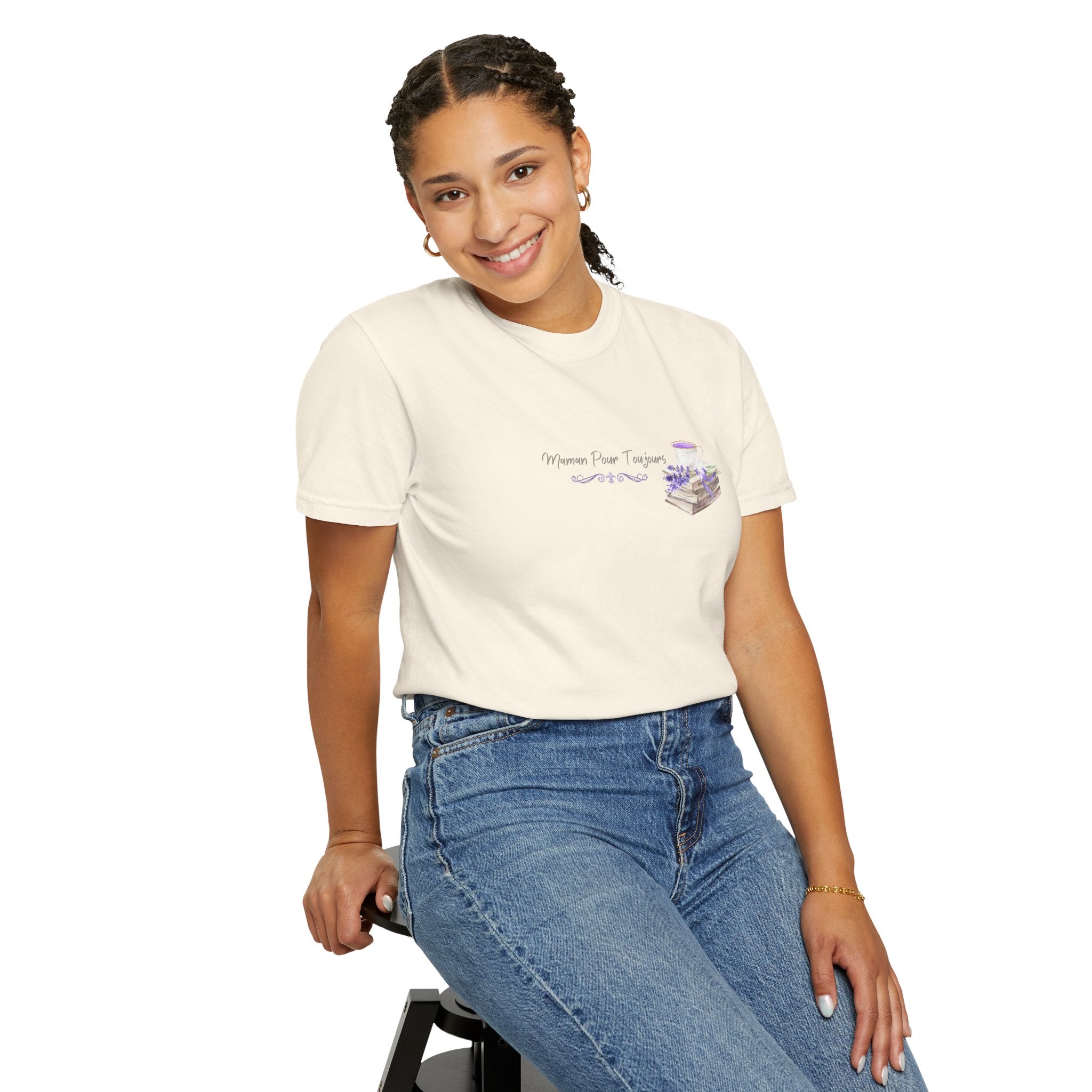 Maman Pour Toujours | French Mom Forever Books & Coffee T-Shirt – Adult Female Mother's Day Gift