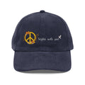 Adult Unisex Retro Corduroy Cap: Embroidered Peace I Give You