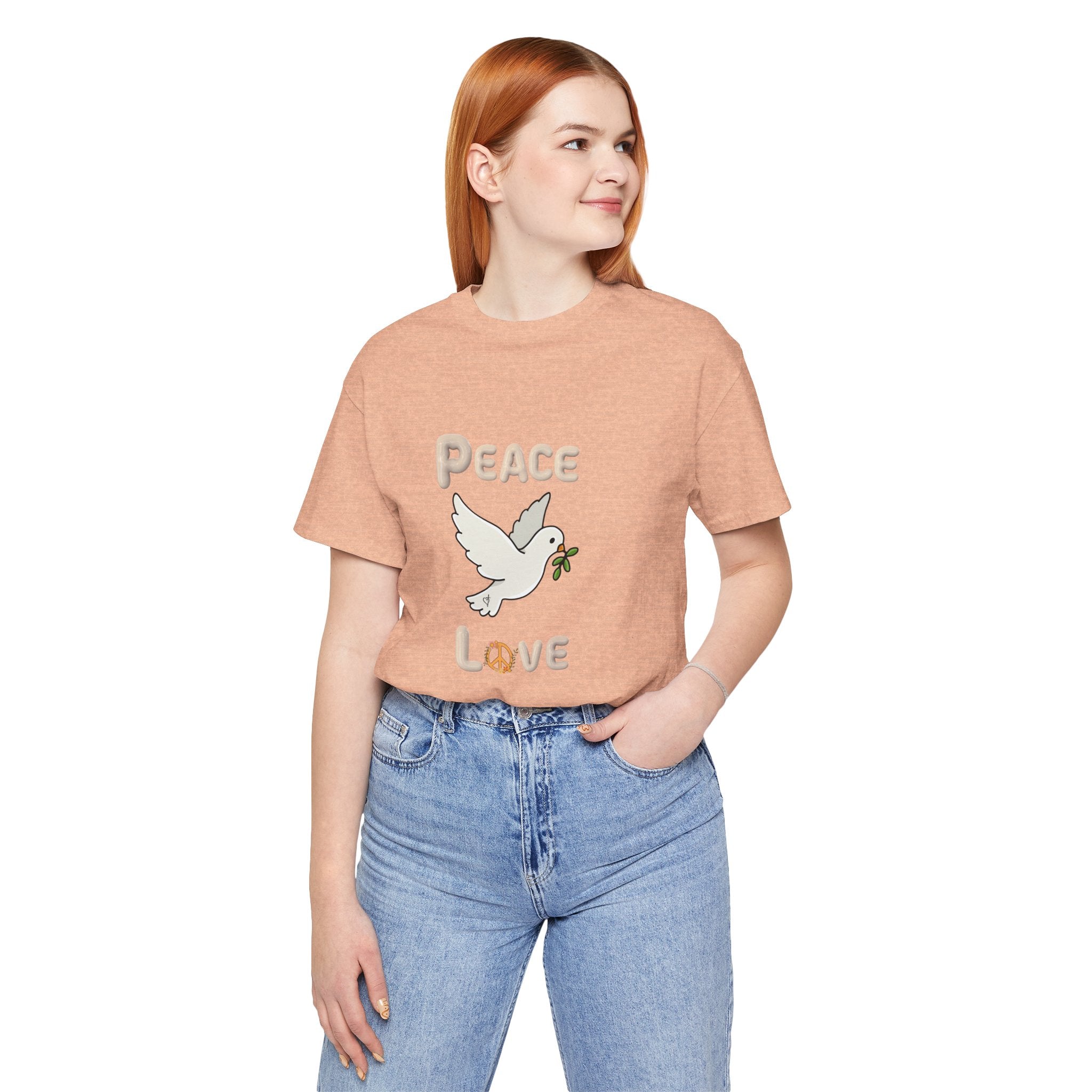 Adult Female Relaxed Comfort Tee:  Peace and Love