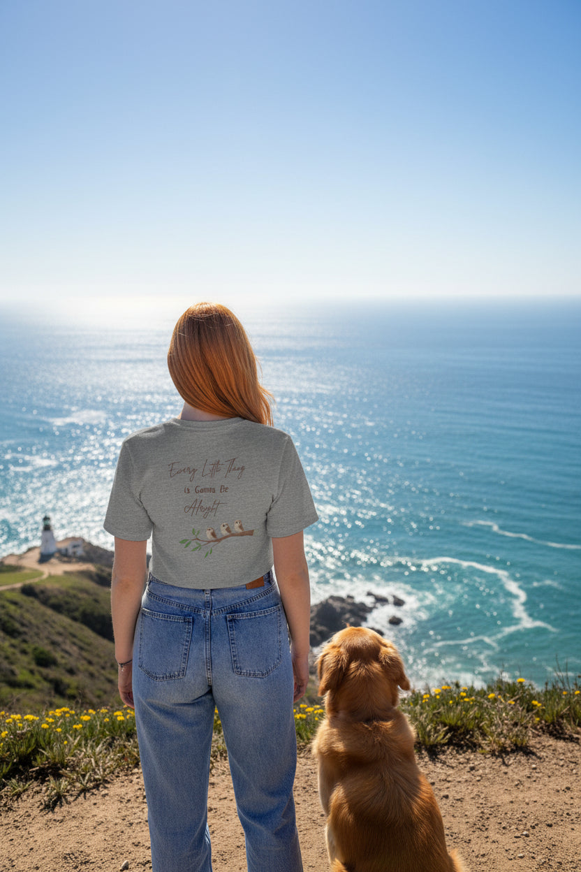 Peace and Love Comfort Tee "Every Little Thing Is Gonna Be Alright' 70's Retro -- For Her