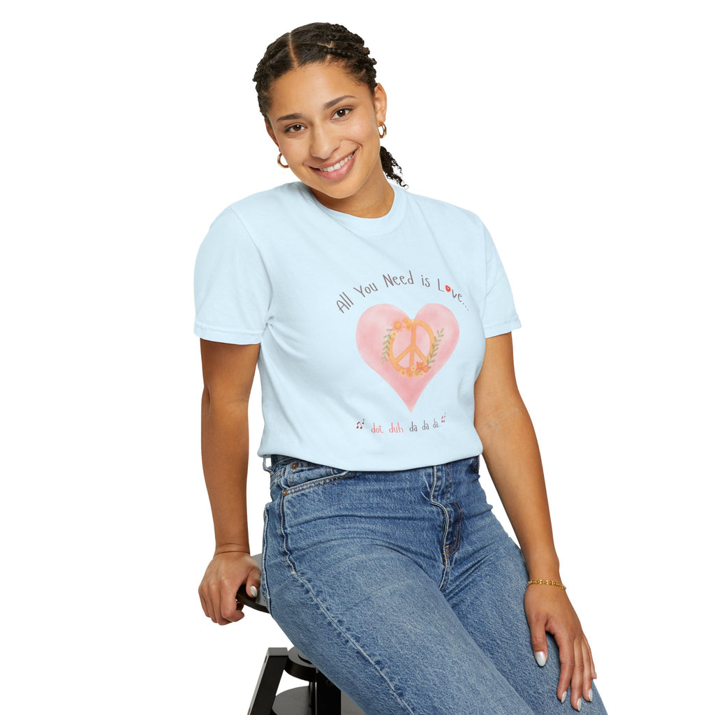Peace and Love — Watercolor All You Need Is Love Tee — For Her