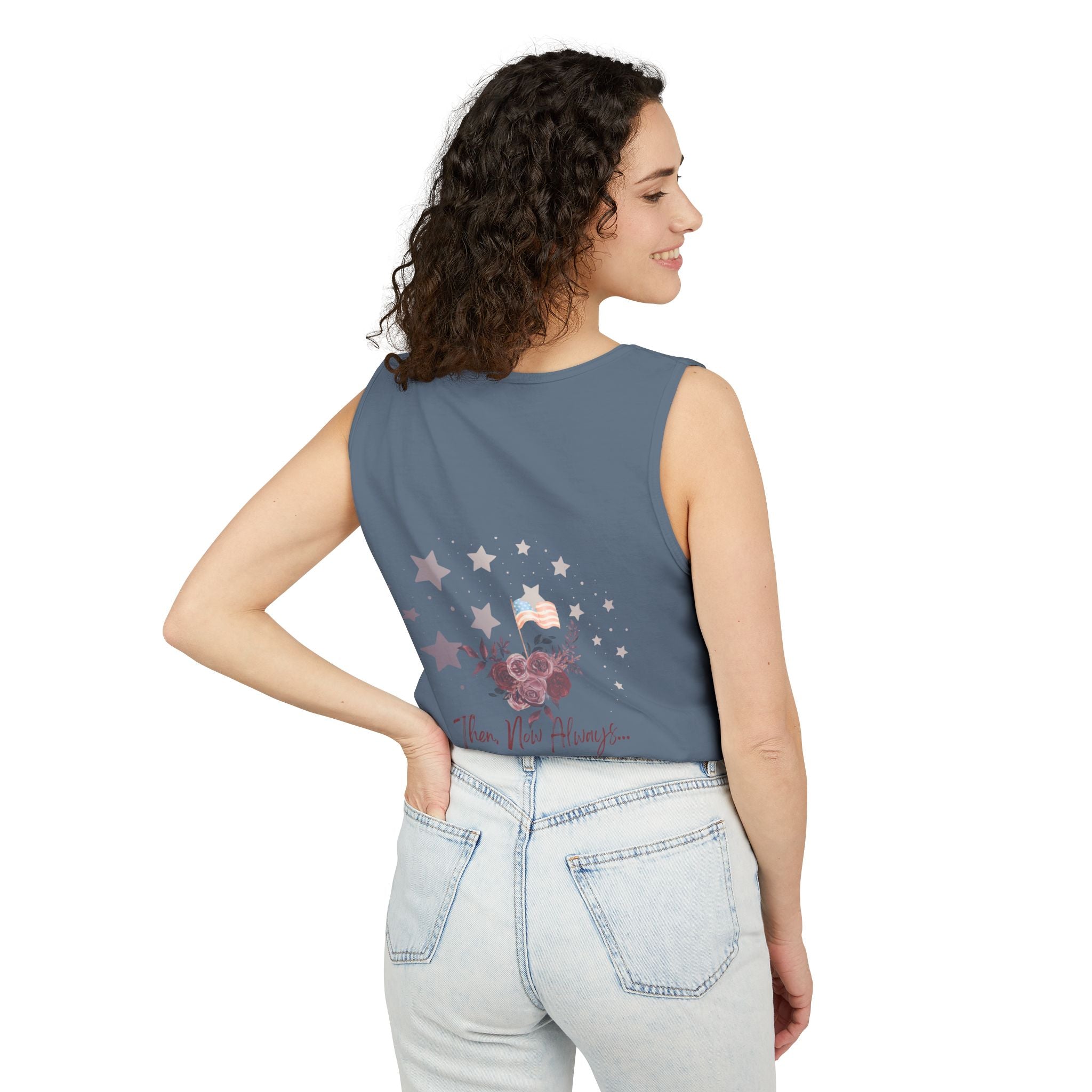 Then, Now and Always | Watercolor Flag & Roses Women's Tank Top