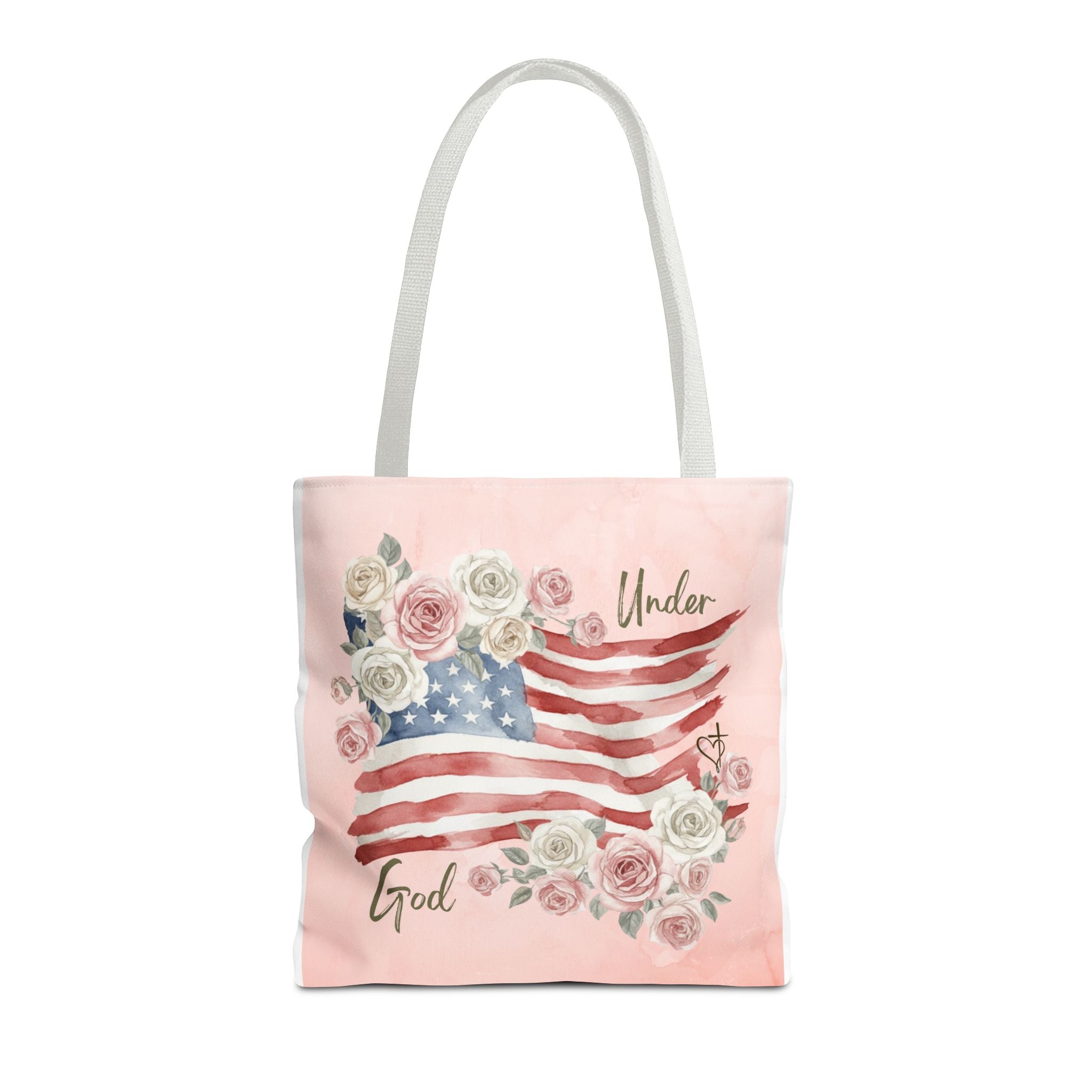 Under God | Watercolor Flag & Roses Tote Bag