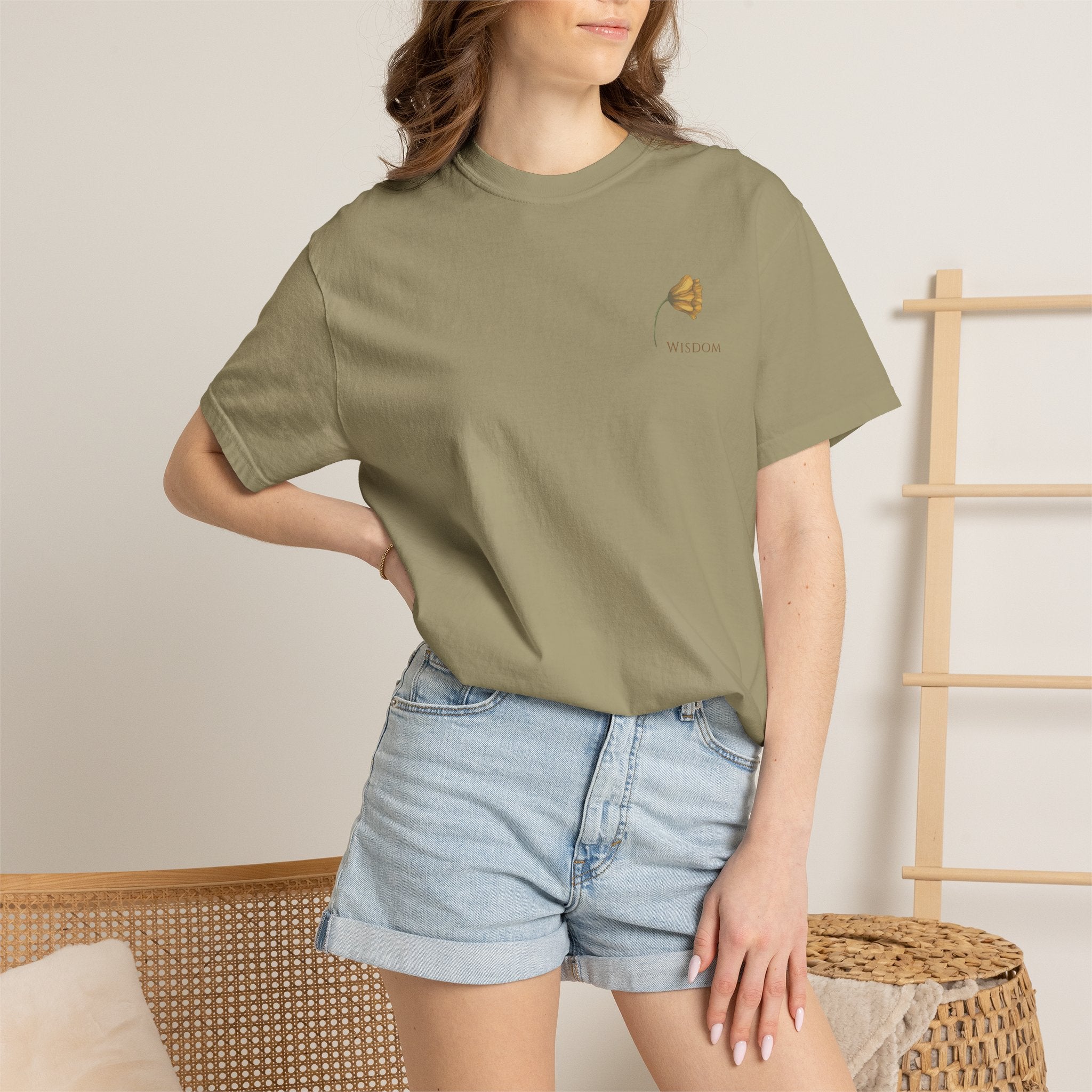 Whispers Collection™ | “Wisdom” Comfort Colors® Garment-Dyed Tee | Inspirational Botanical Shirt | Literary Minimalist Graphic Tee Women Adult