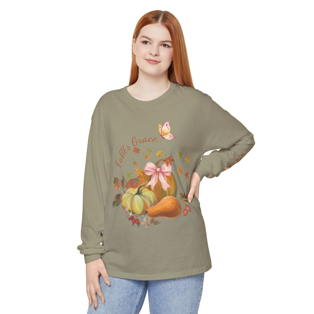 Fall’s Grace | Women’s Pumpkin Long-Sleeve Tee