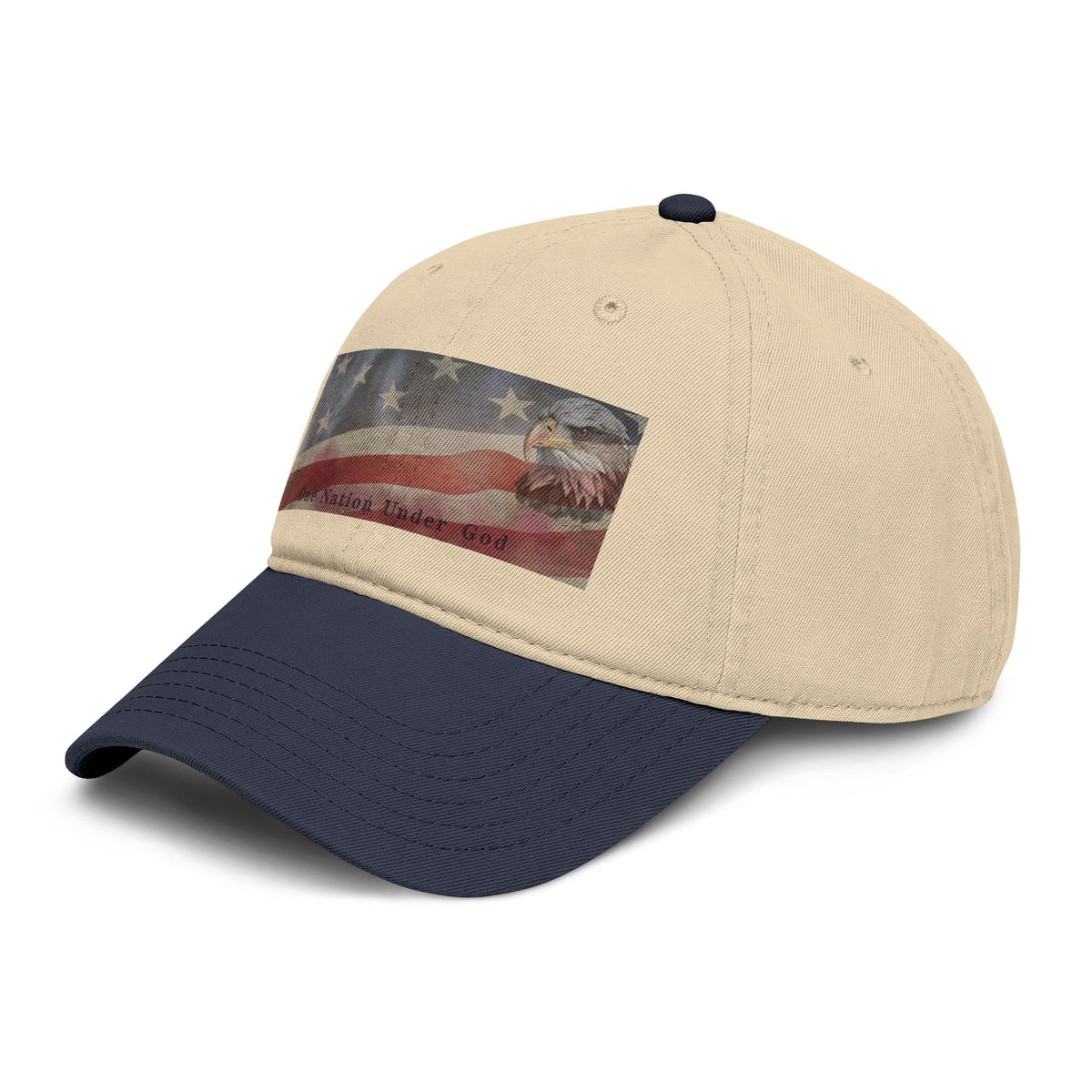 One Nation Under God | Guy's Eagle & Flag Baseball Cap: Garment Washed