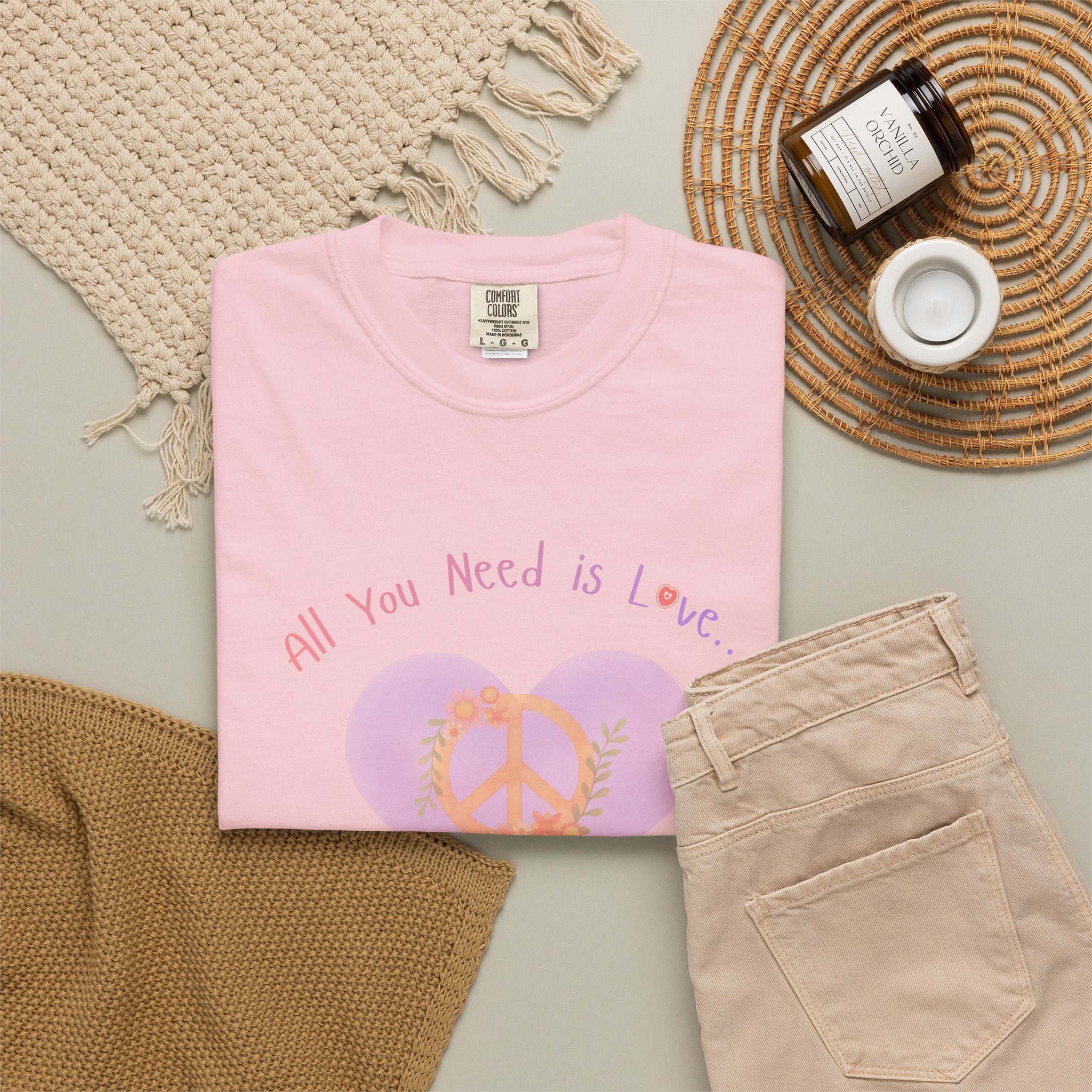 Peace and Love — Watercolor All You Need Is Love Tee — For Her