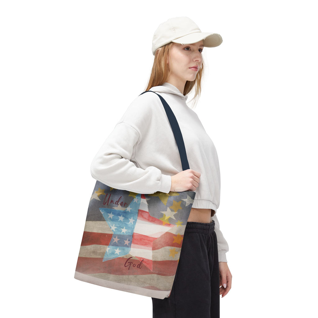 Under God | Watercolor Stars and Stripes Tote Bag 3 Sizes
