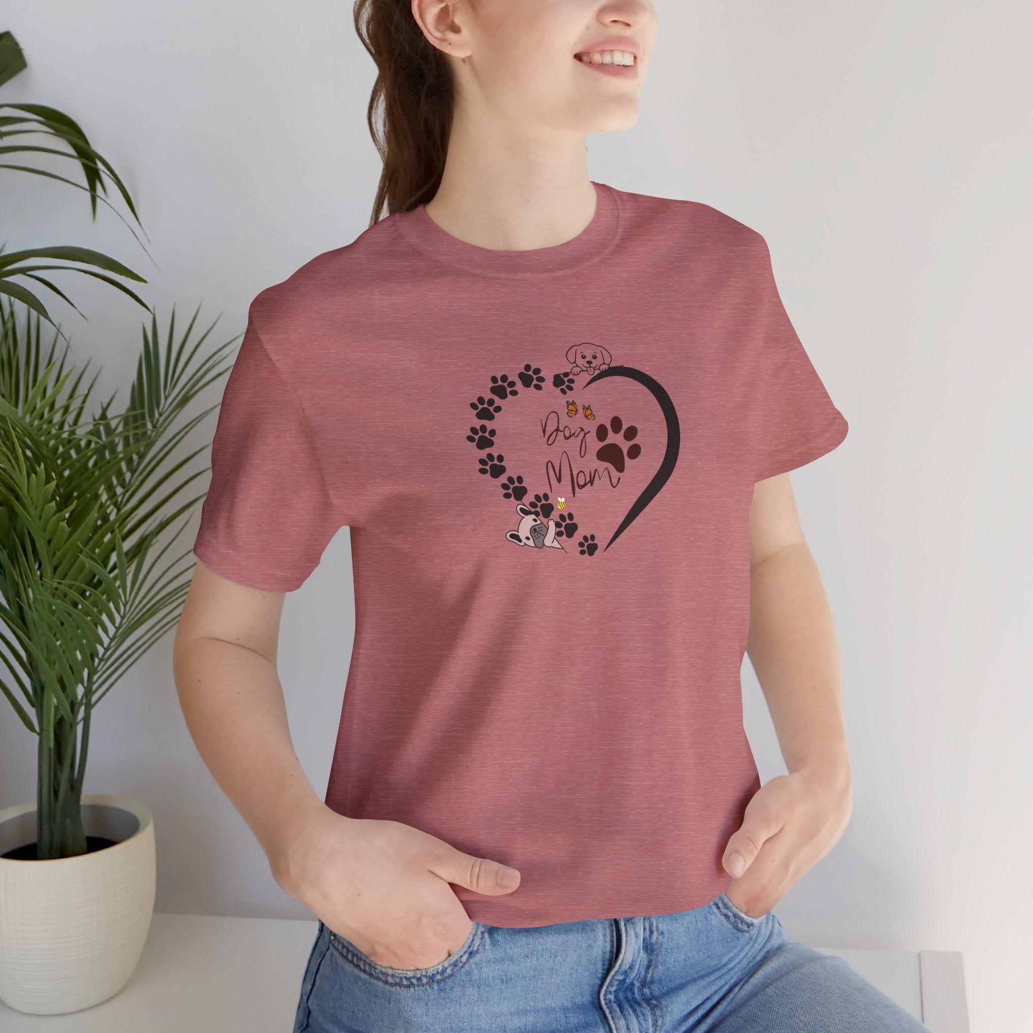 Dog Mom | Heart Paw Print T-Shirt – Cute Dog Lover Gift Adult Female