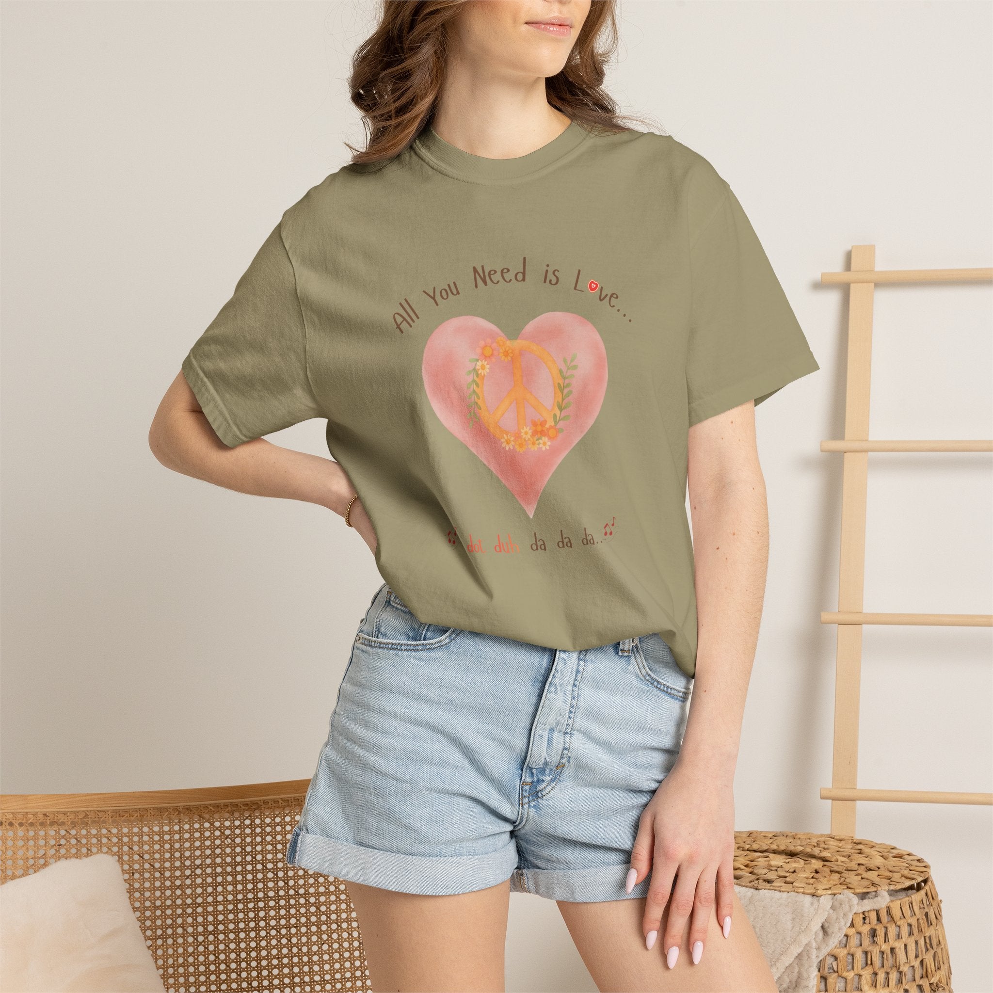 Peace and Love — Watercolor All You Need Is Love Tee — For Her