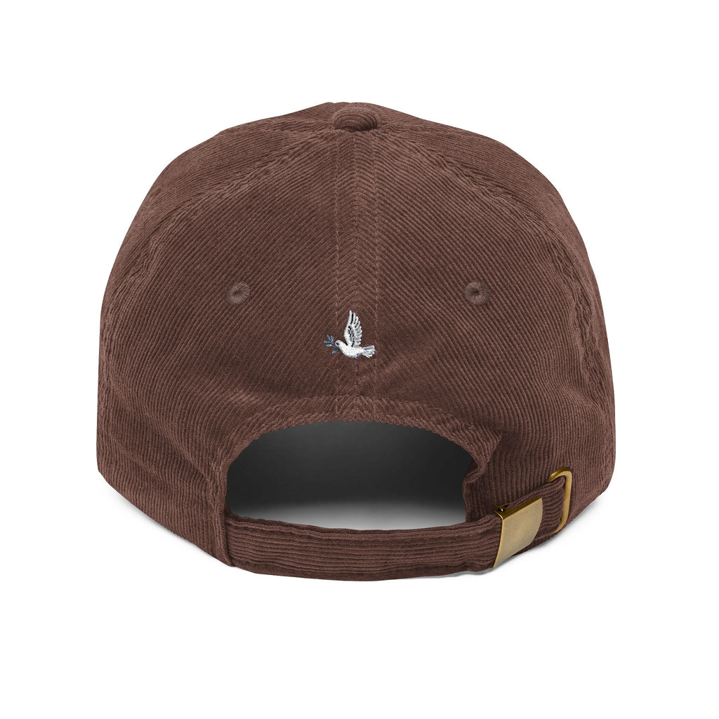Adult Unisex Retro Corduroy Cap: Embroidered Peace I Give You