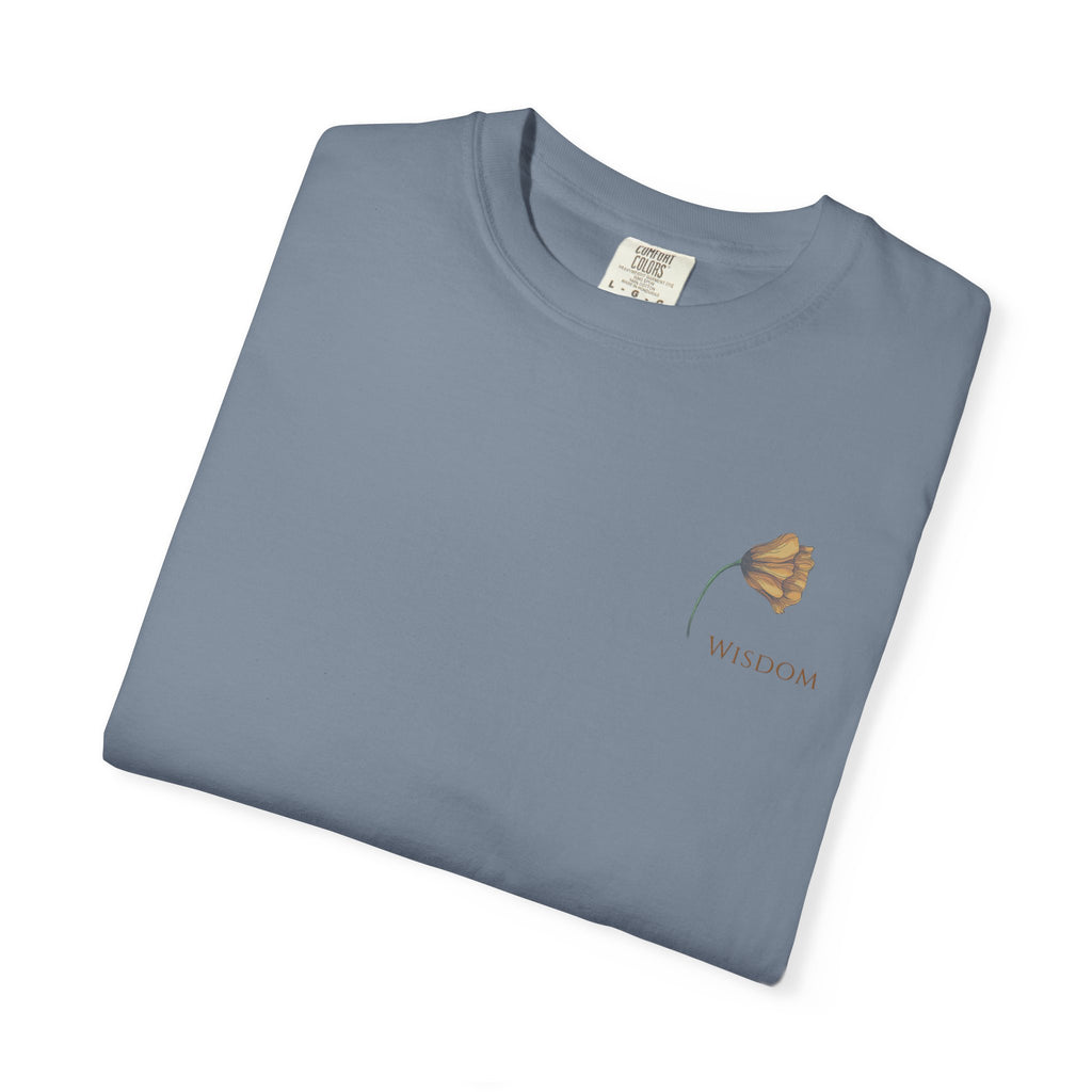 Whispers Collection™ | “Wisdom” Comfort Colors® Garment-Dyed Tee | Inspirational Botanical Shirt | Literary Minimalist Graphic Tee Women Adult