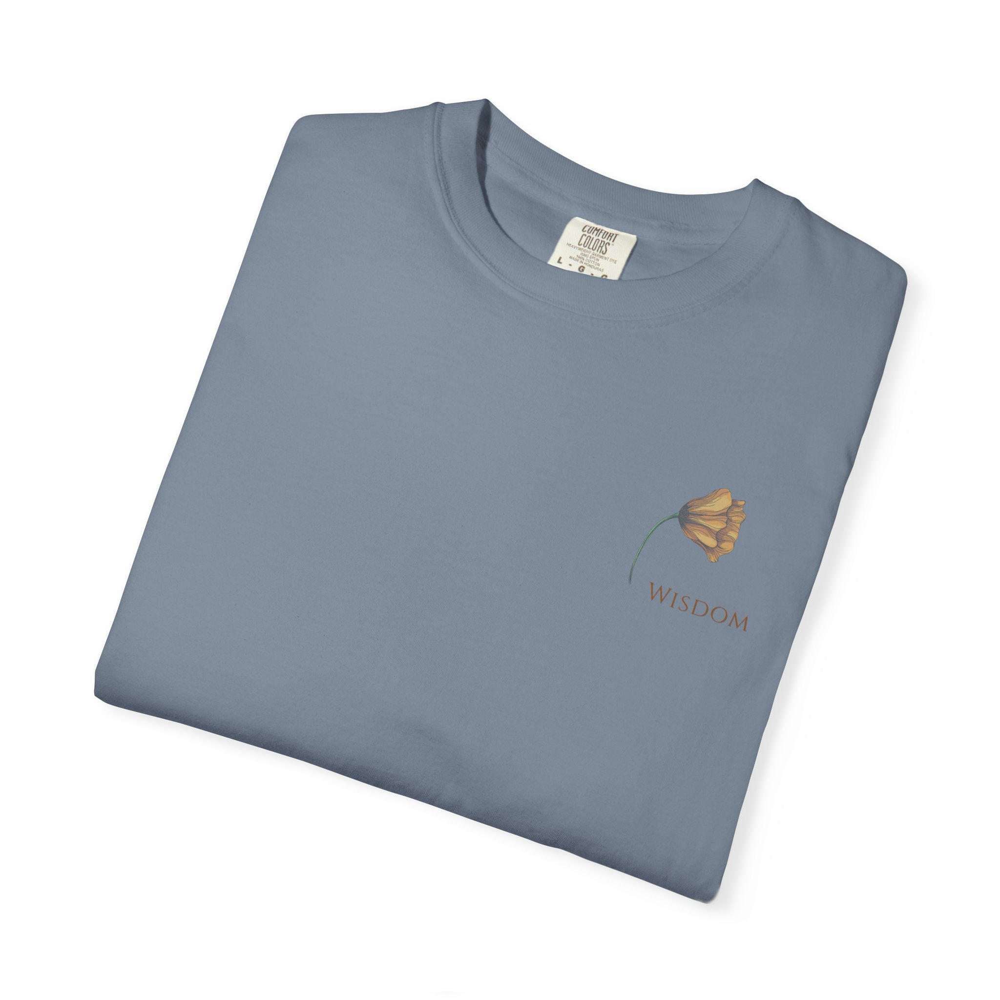 Whispers Collection™ | “Wisdom” Comfort Colors® Garment-Dyed Tee | Inspirational Botanical Shirt | Literary Minimalist Graphic Tee Women Adult