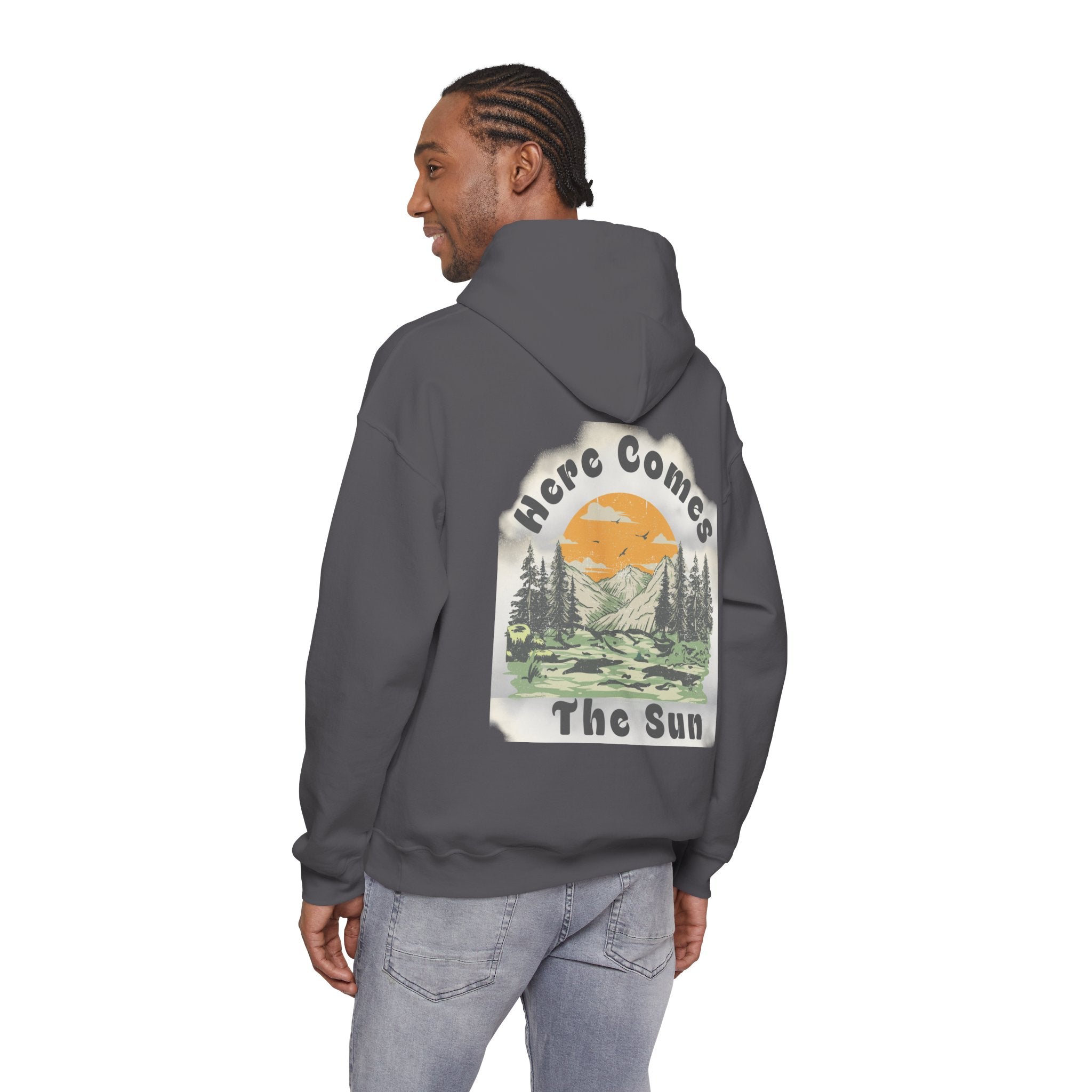 Peace and Love Retro "Here Comes The Sun" Graphic Hoodie — Unisex for Anyone