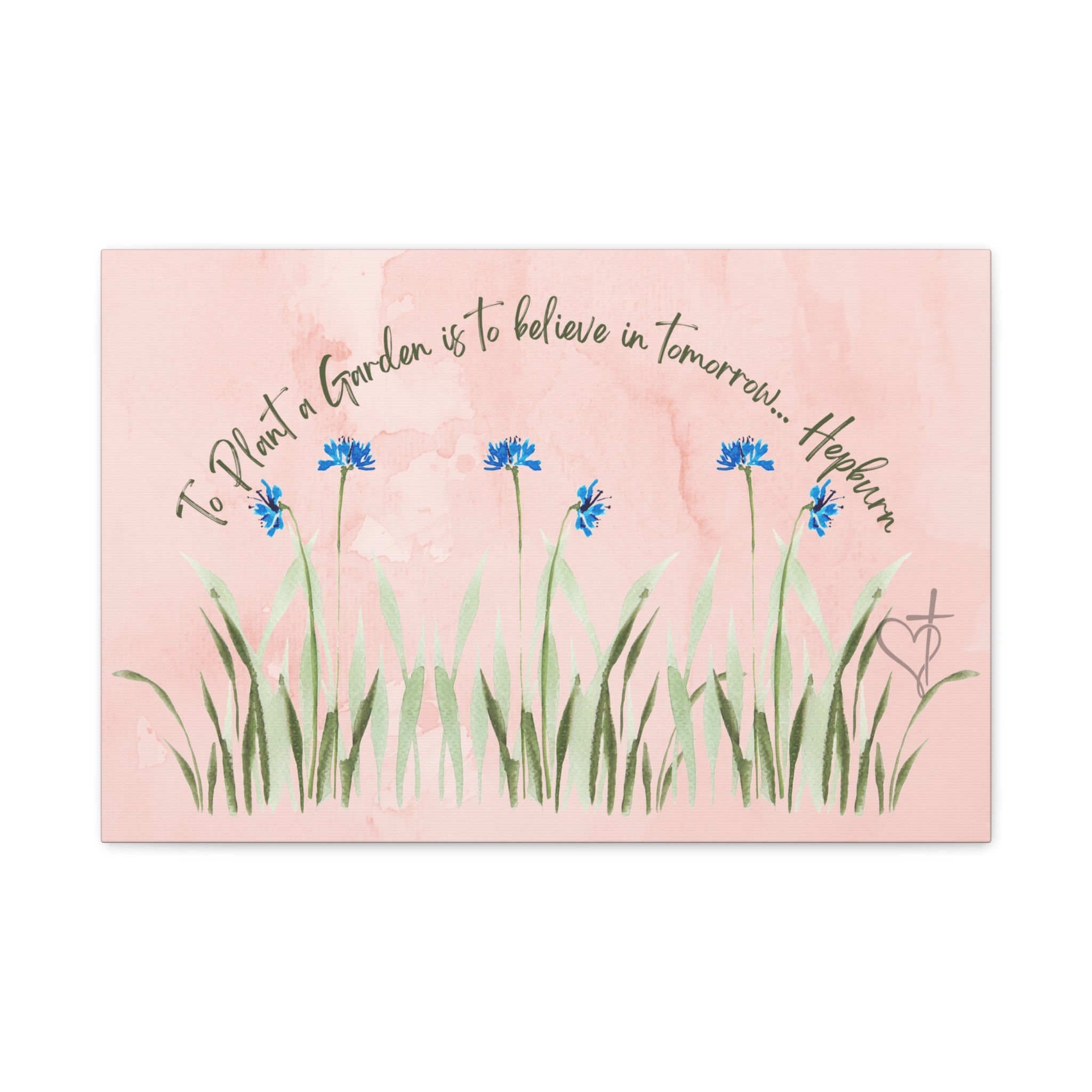 To Plant a Garden Is to Believe in Tomorrow Canvas Print – Audrey Hepburn Quote (Peach) Matte stretch Canvas