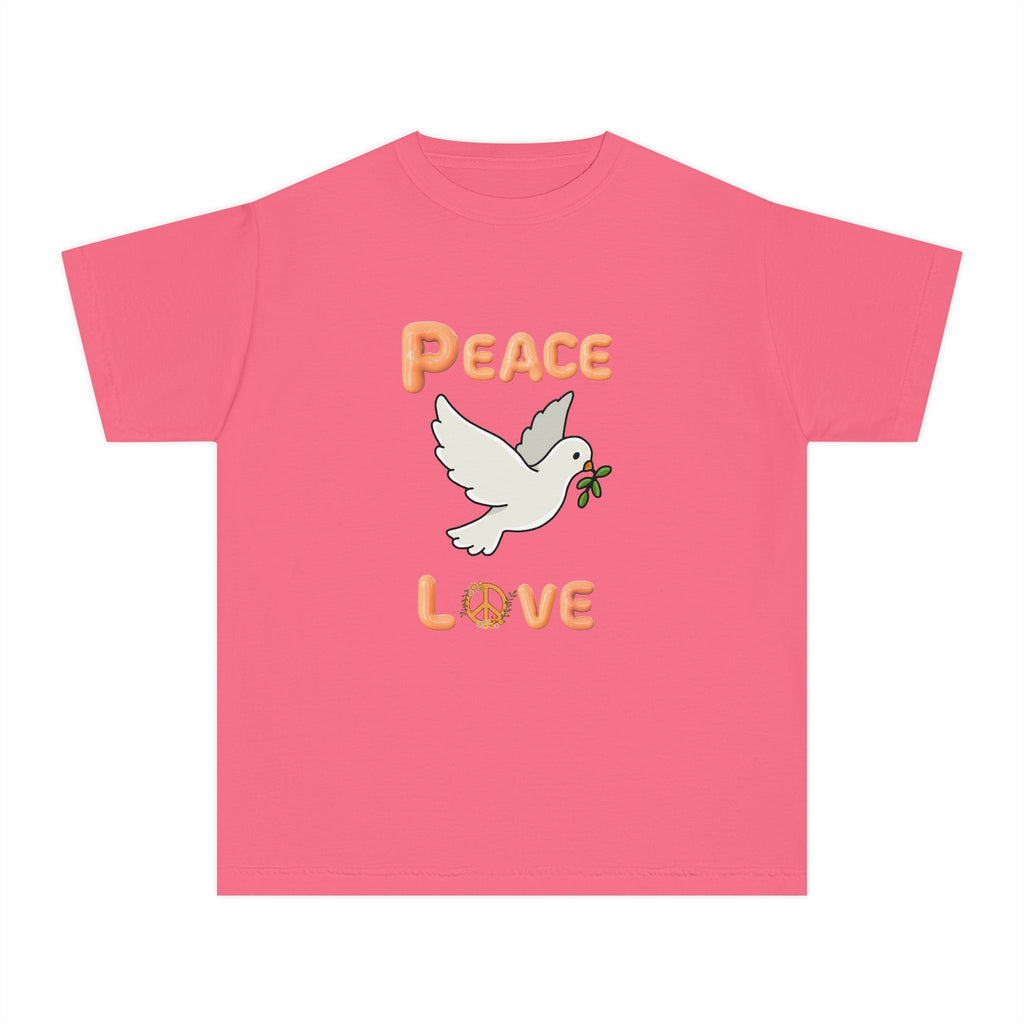 Unisex Youth Cotton Retro Tee:  Peace and Love
