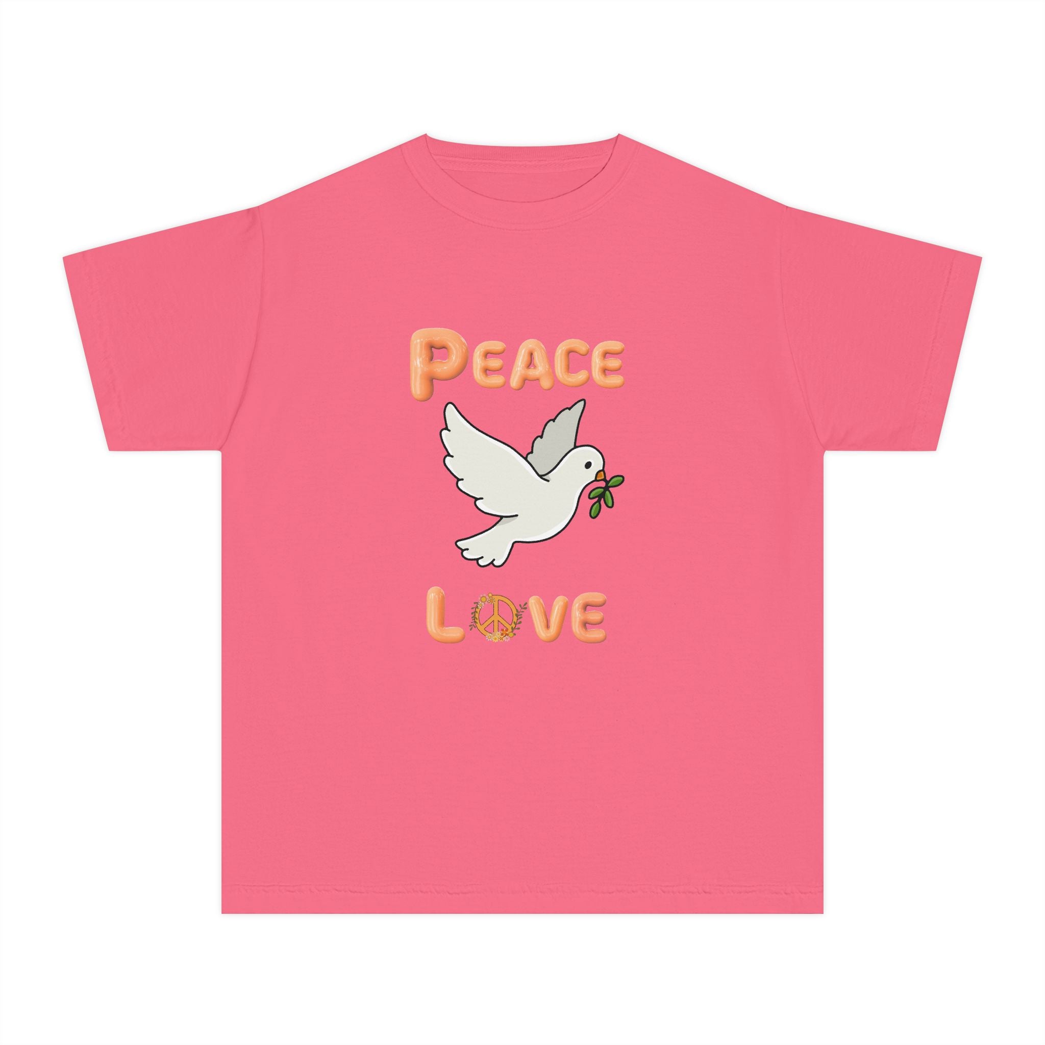 Unisex Youth Cotton Retro Tee:  Peace and Love