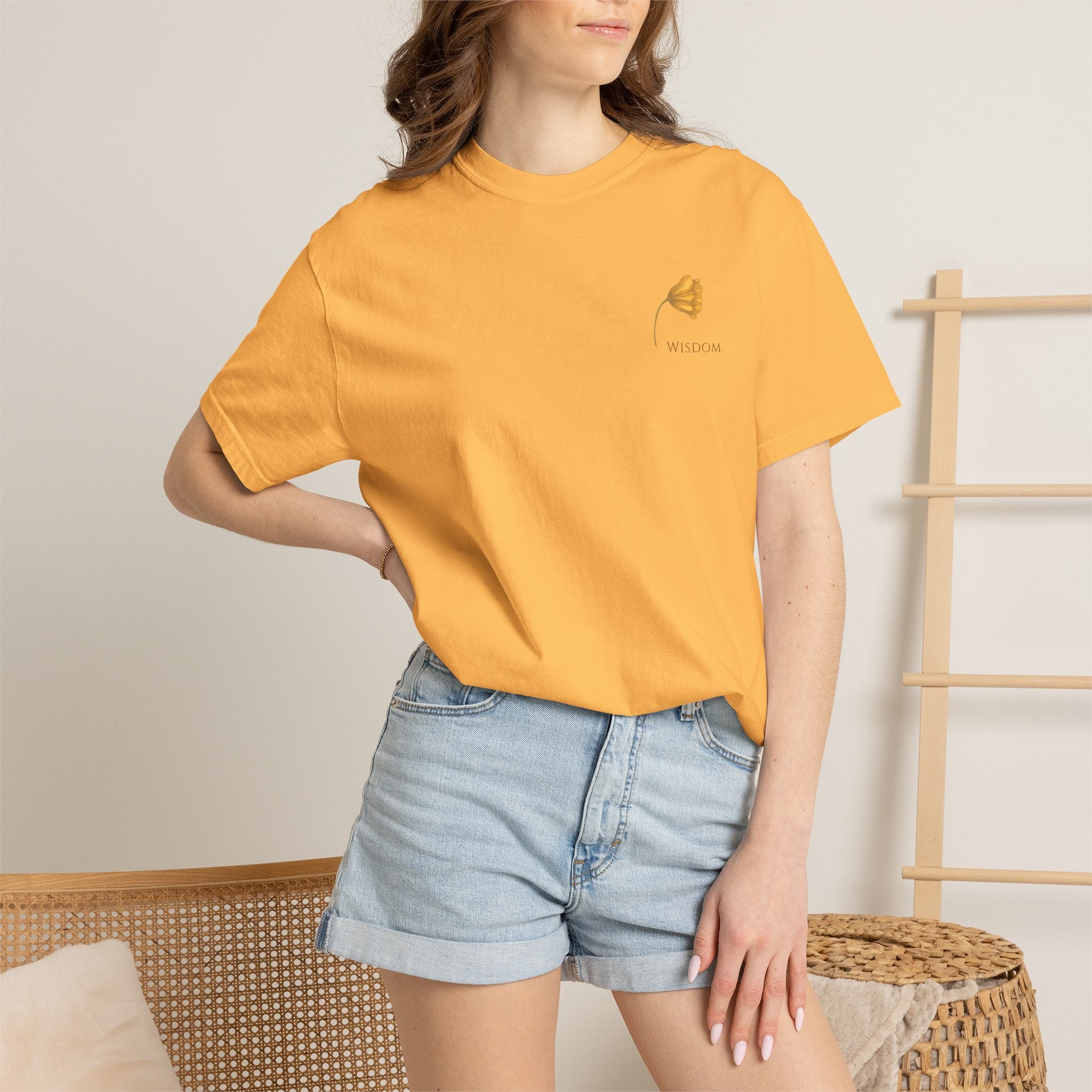 Whispers Collection™ | “Wisdom” Comfort Colors® Garment-Dyed Tee | Inspirational Botanical Shirt | Literary Minimalist Graphic Tee Women Adult