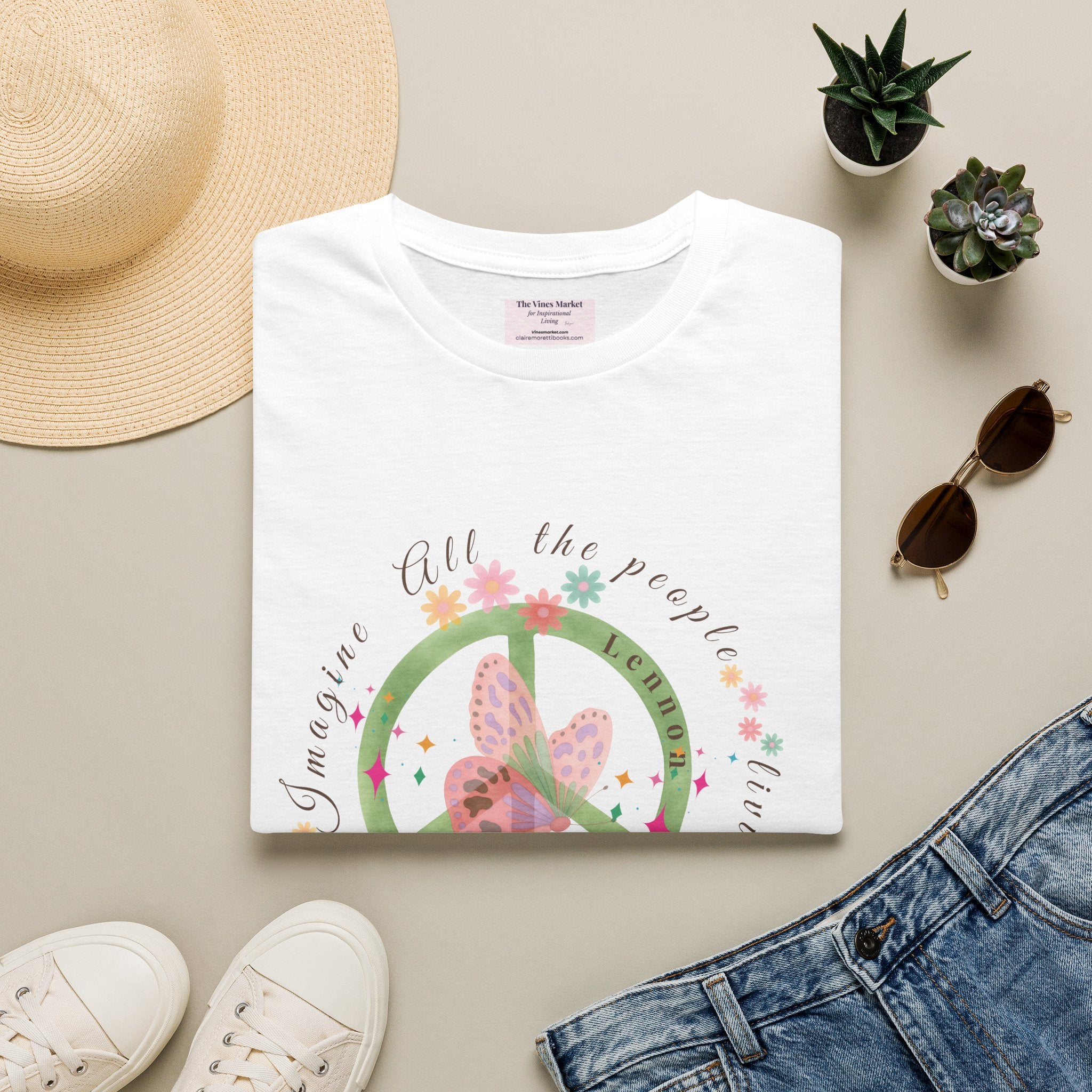 Peace and Love:  Imagine All The People Ultra Soft 100% Cotton Tee for Her