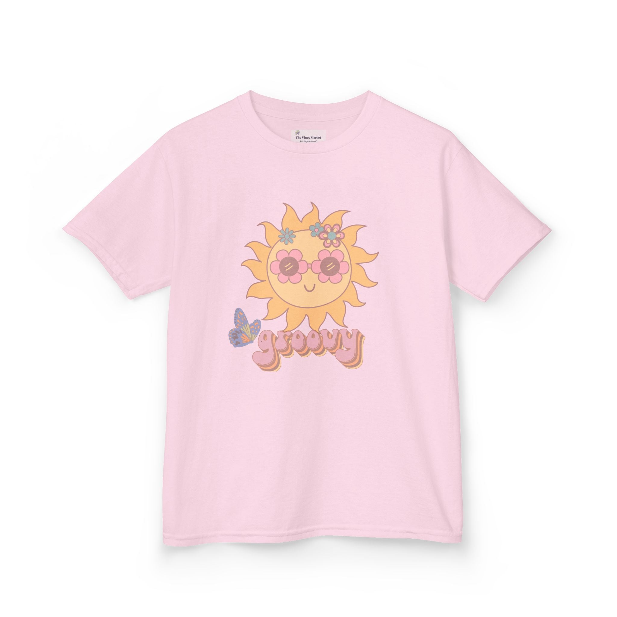 Peace and Love Groovy Sun Kids Tee — Retro 70s Graphic T-Shirt for Boys & Girls