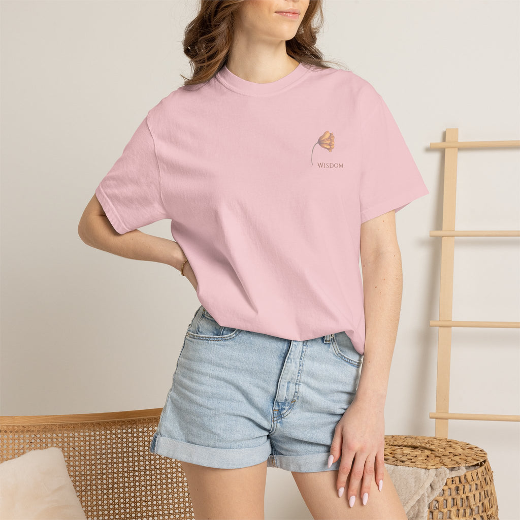 Whispers Collection™ | “Wisdom” Comfort Colors® Garment-Dyed Tee | Inspirational Botanical Shirt | Literary Minimalist Graphic Tee Women Adult