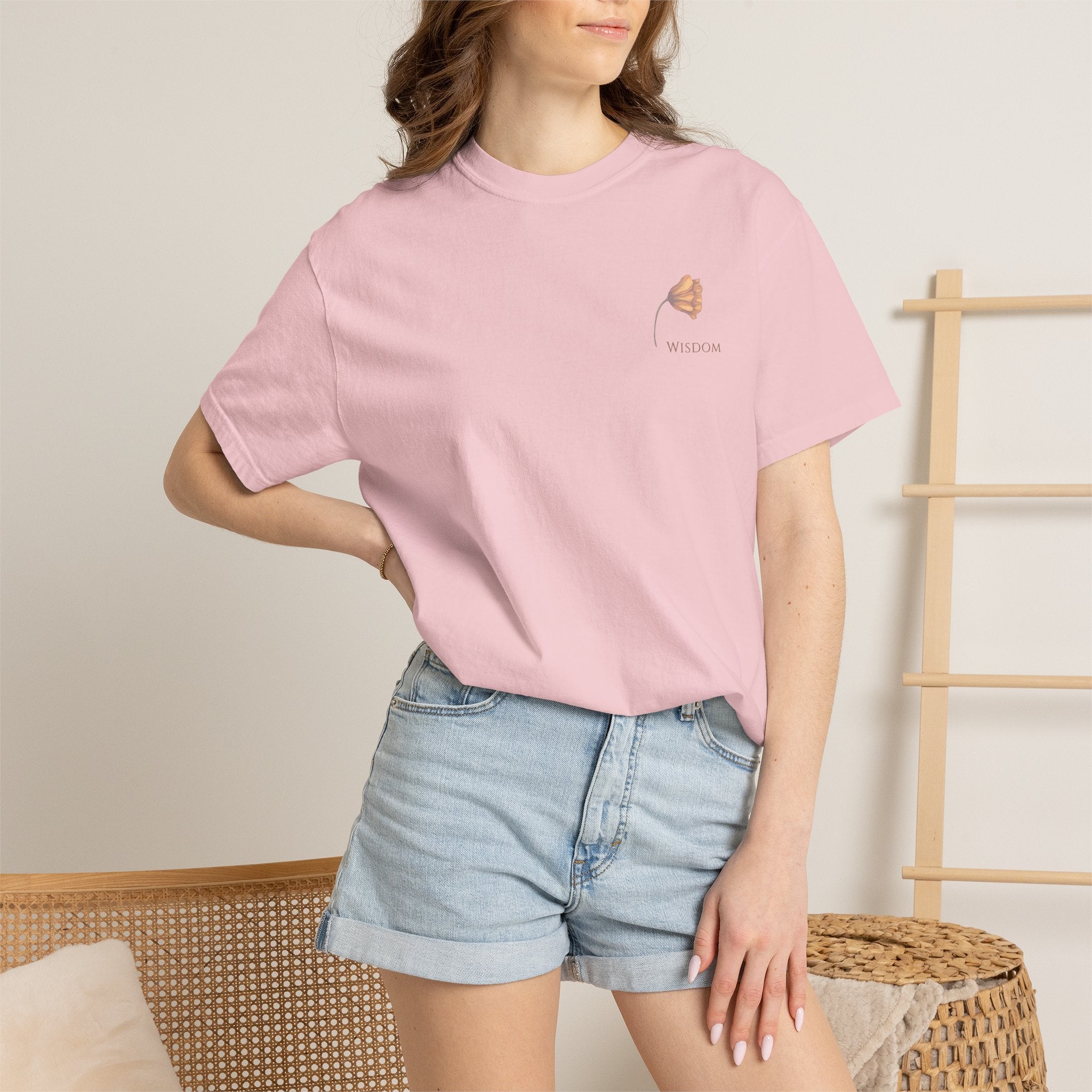 Whispers Collection™ | “Wisdom” Comfort Colors® Garment-Dyed Tee | Inspirational Botanical Shirt | Literary Minimalist Graphic Tee Women Adult