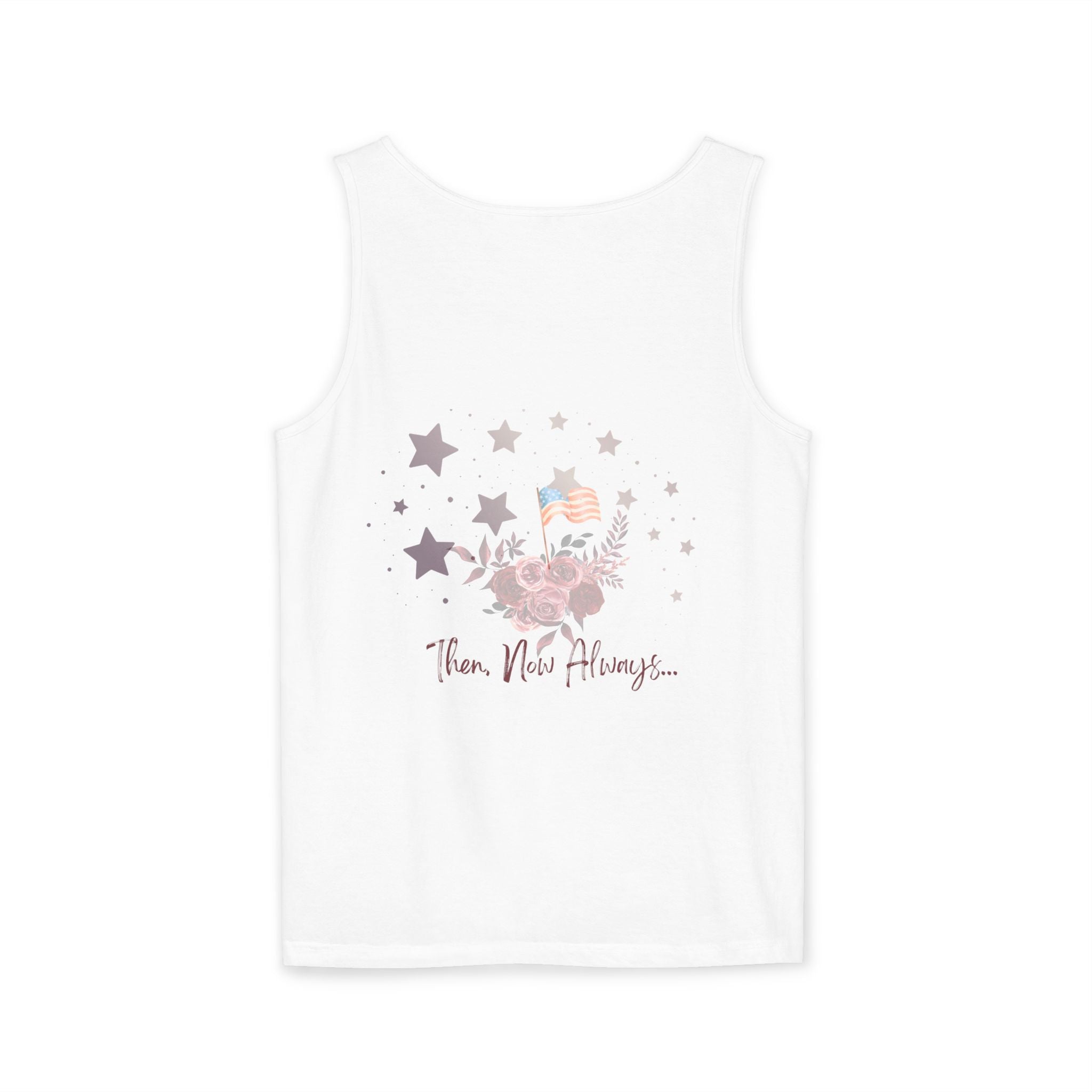 Then, Now and Always | Watercolor Flag & Roses Women's Tank Top