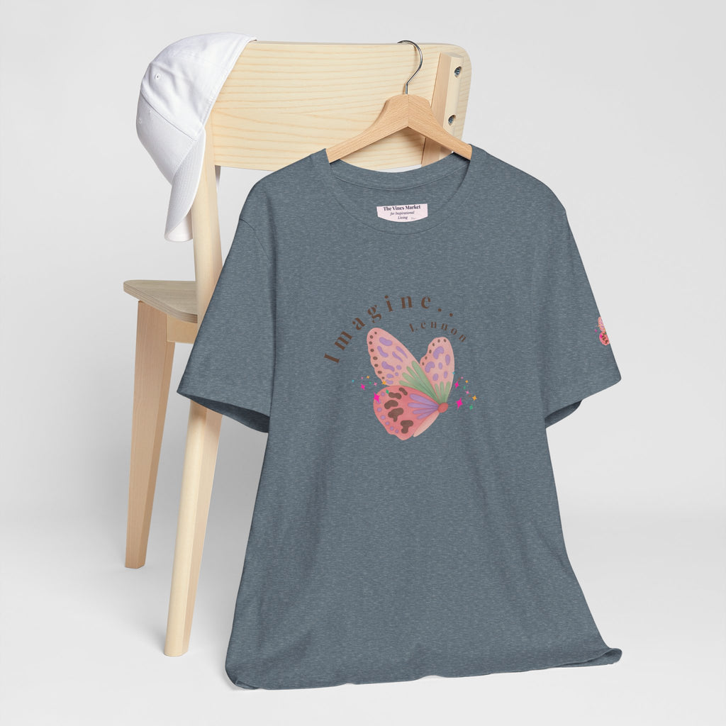 Peace and Love Imagine Tee | John Lennon 70's Butterfly Graphic T-Shirt
