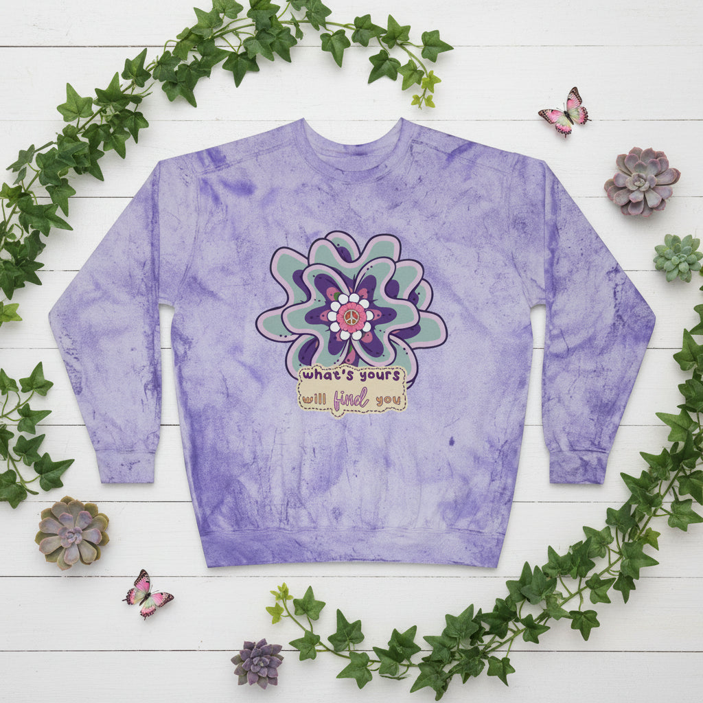 Tie-Dye Flower Crewneck Sweatshirt - Inspiring Her 70's Peace and Love