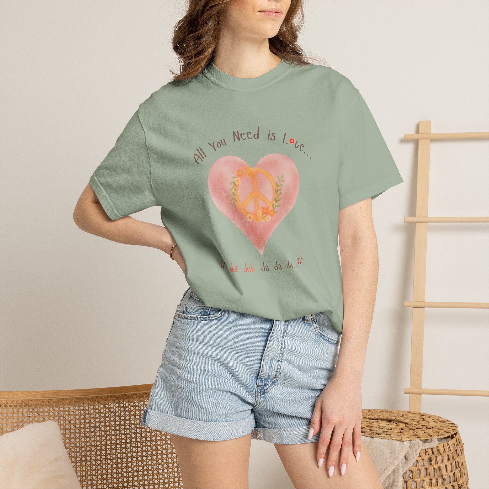 Peace and Love — Watercolor All You Need Is Love Tee — For Her