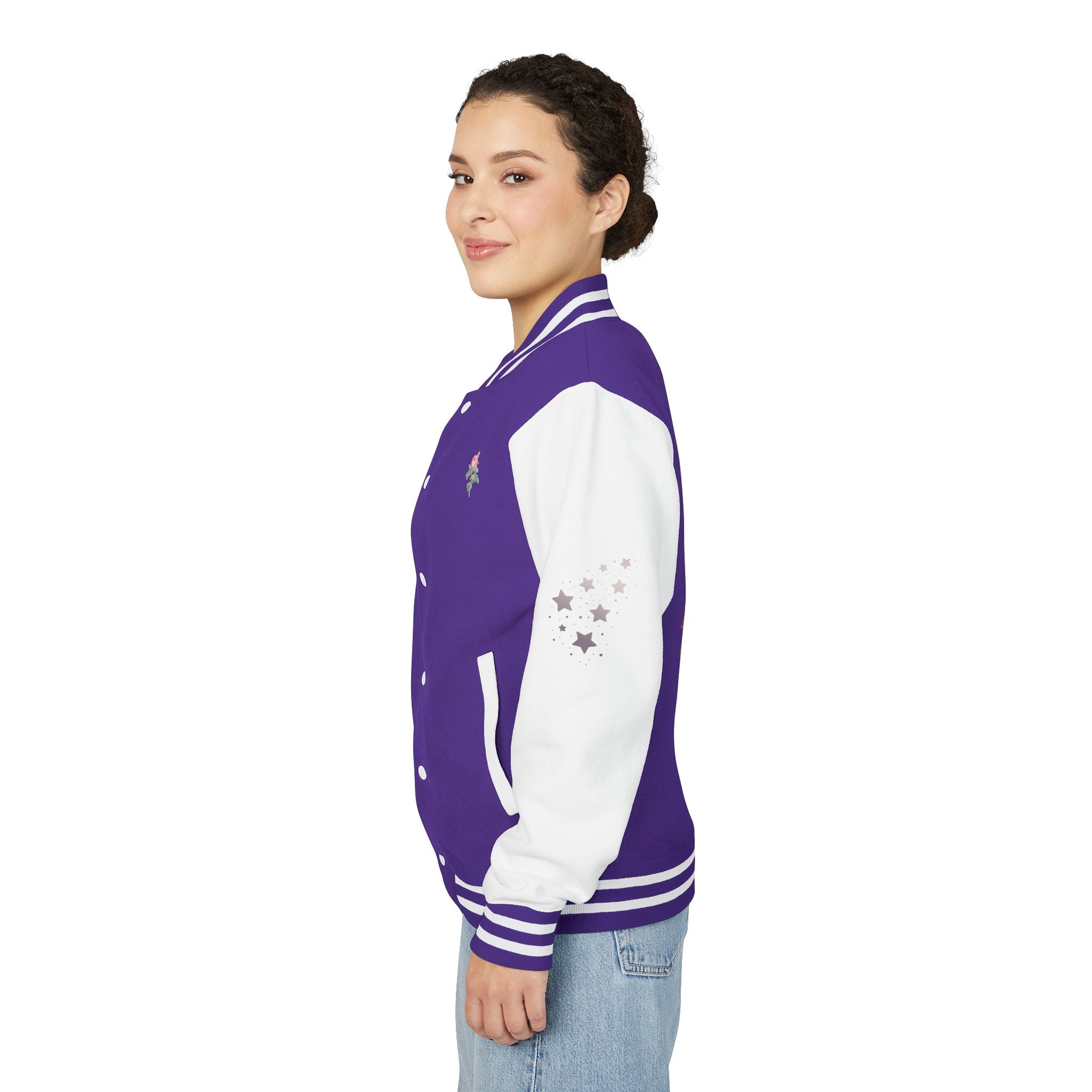 Under God | Watercolor Flag & Roses Varsity Jacket Adult Female