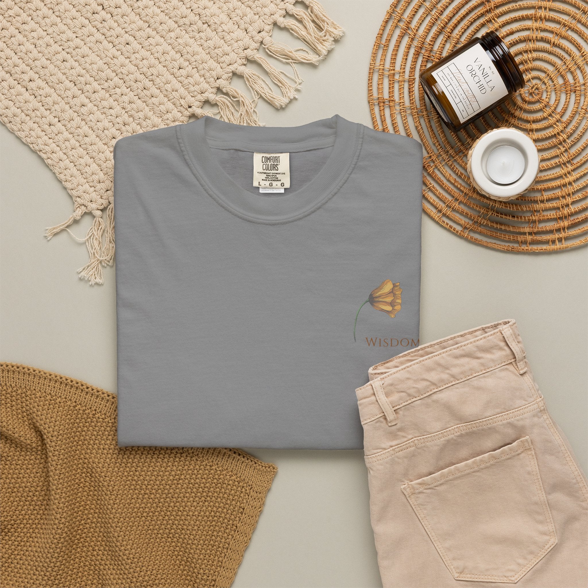 Whispers Collection™ | “Wisdom” Comfort Colors® Garment-Dyed Tee | Inspirational Botanical Shirt | Literary Minimalist Graphic Tee Women Adult