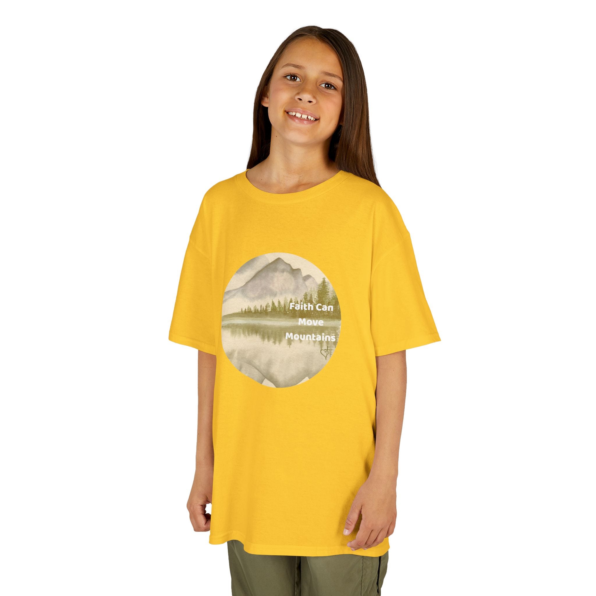 Faith Can Move Mountains:  Unisex US cotton Kids Tee