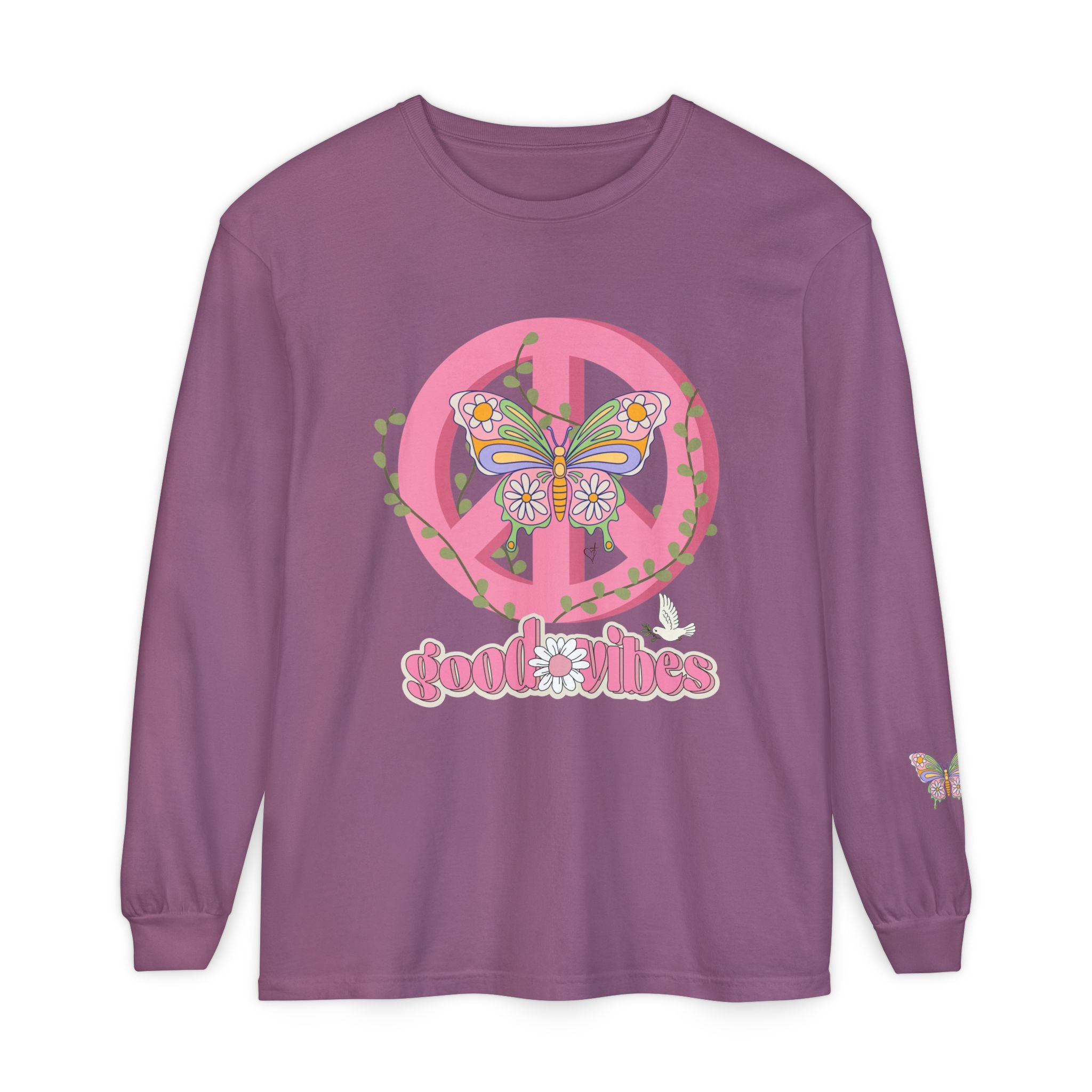 Peace and Love Soft Long Sleeve Good Vibes T-Shirt -- for Her