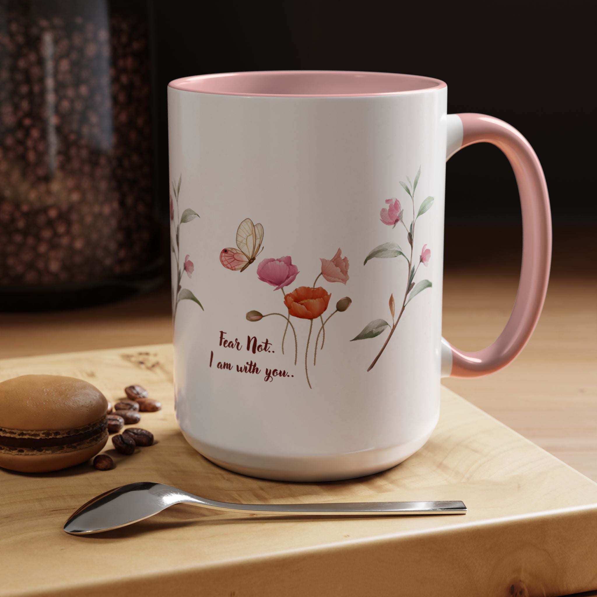 "Fear Not I am With You" Poppies Coffee Mug - Morning Grace in Every Sip (11, 15oz)