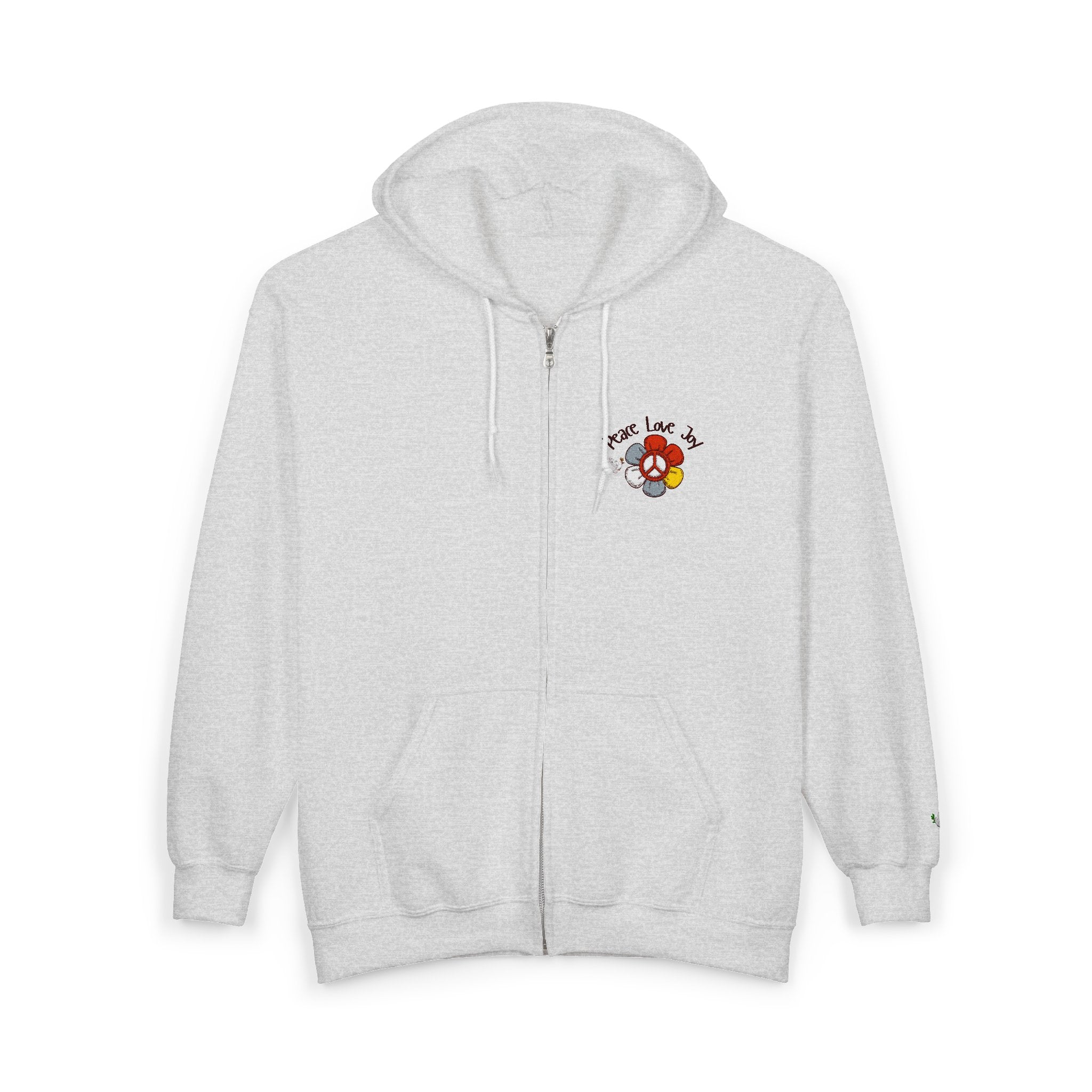 Embroidered Zippered Hoodie: For Her Peace and Love