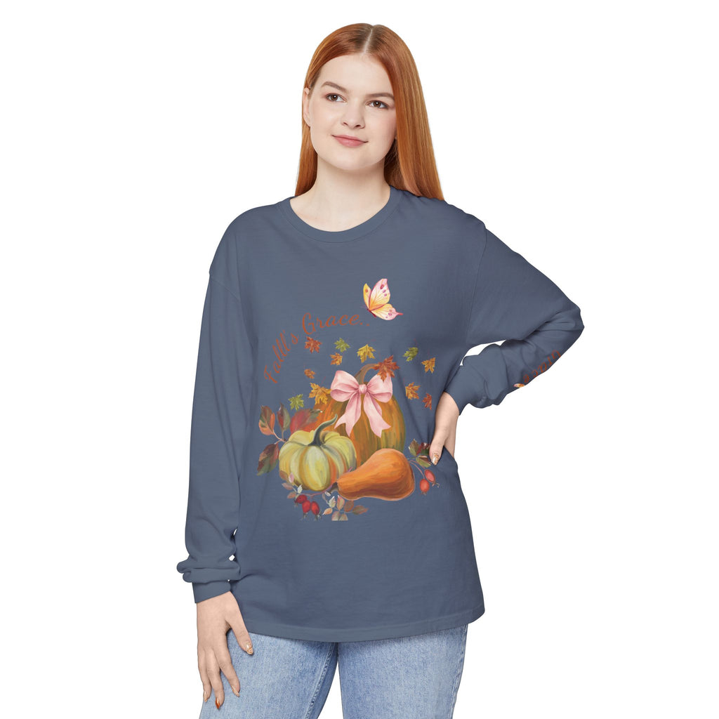 Fall’s Grace | Women’s Pumpkin Long-Sleeve Tee