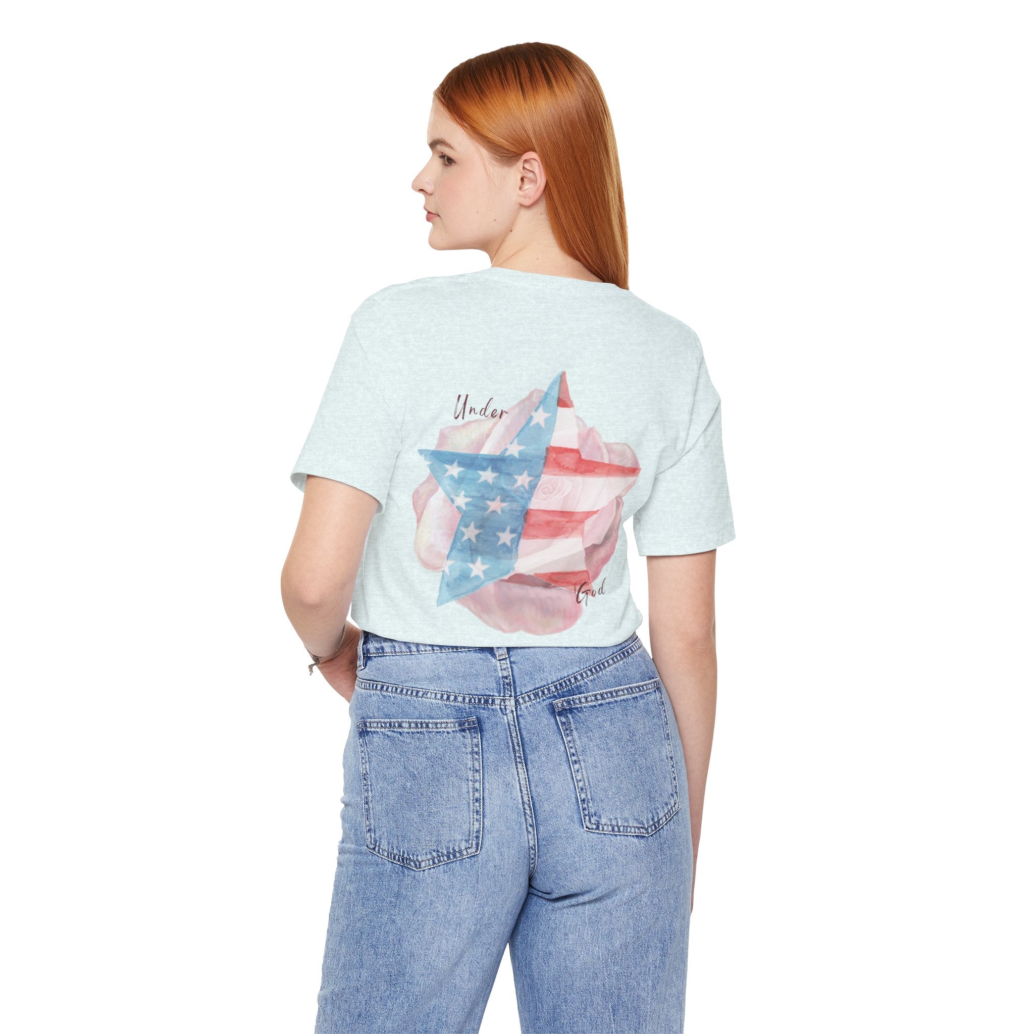 Under God | Soft Watercolor Star & Rose Women's Relaxed Tee