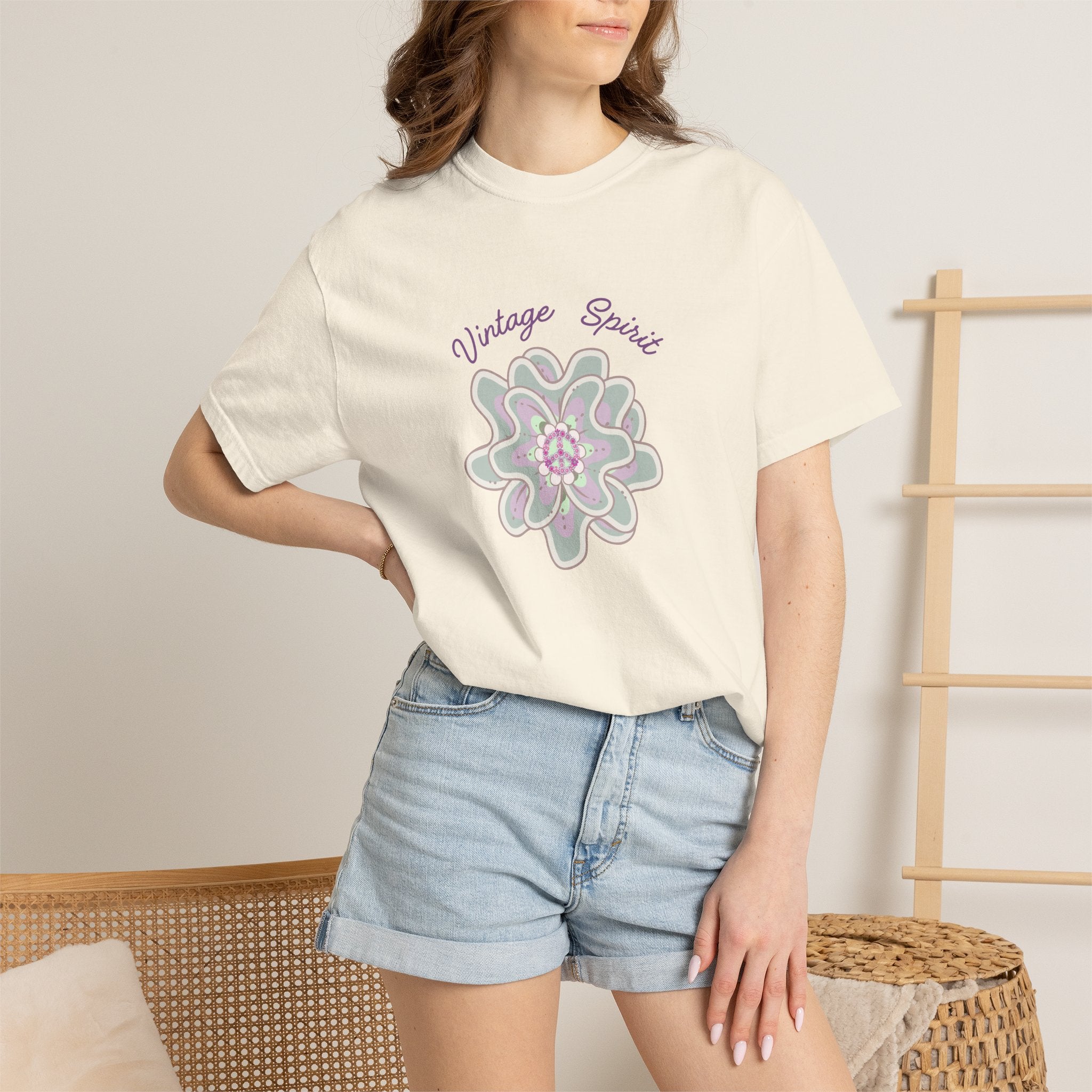 Peace and Love Vintage Spirit Floral T-Shirt -- For Her