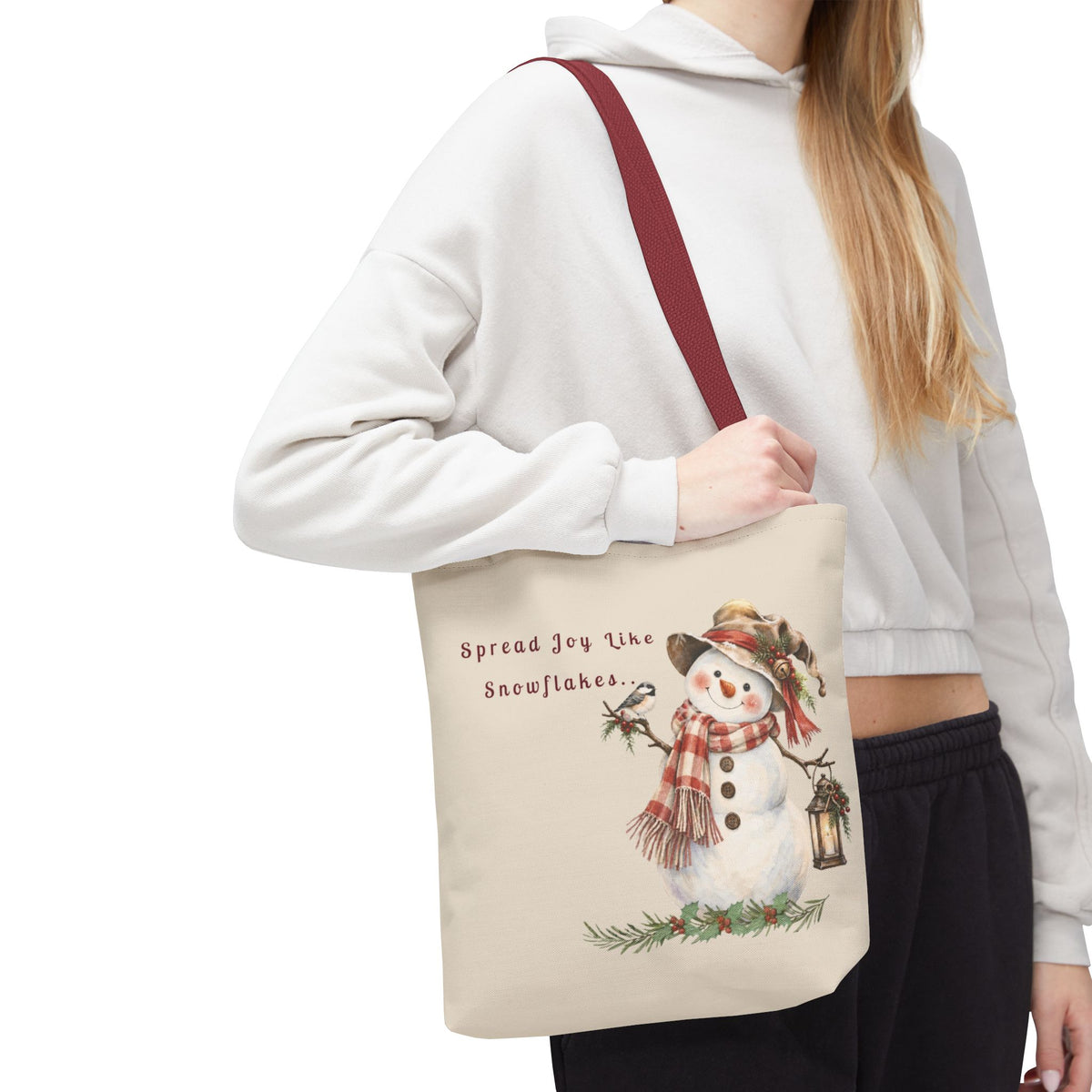 Spread Joy Like Snowflakes | Snowman Tote Bag